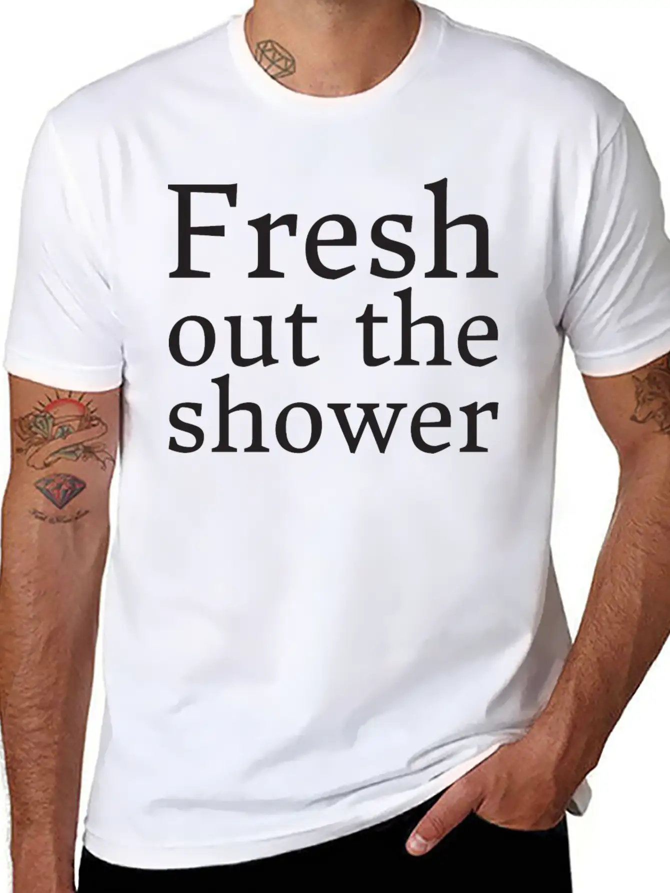 Text: Fresh Out The Shower (black) Basic Graphic T-Shirt ¨C Daily Comfort In Soft Cotton