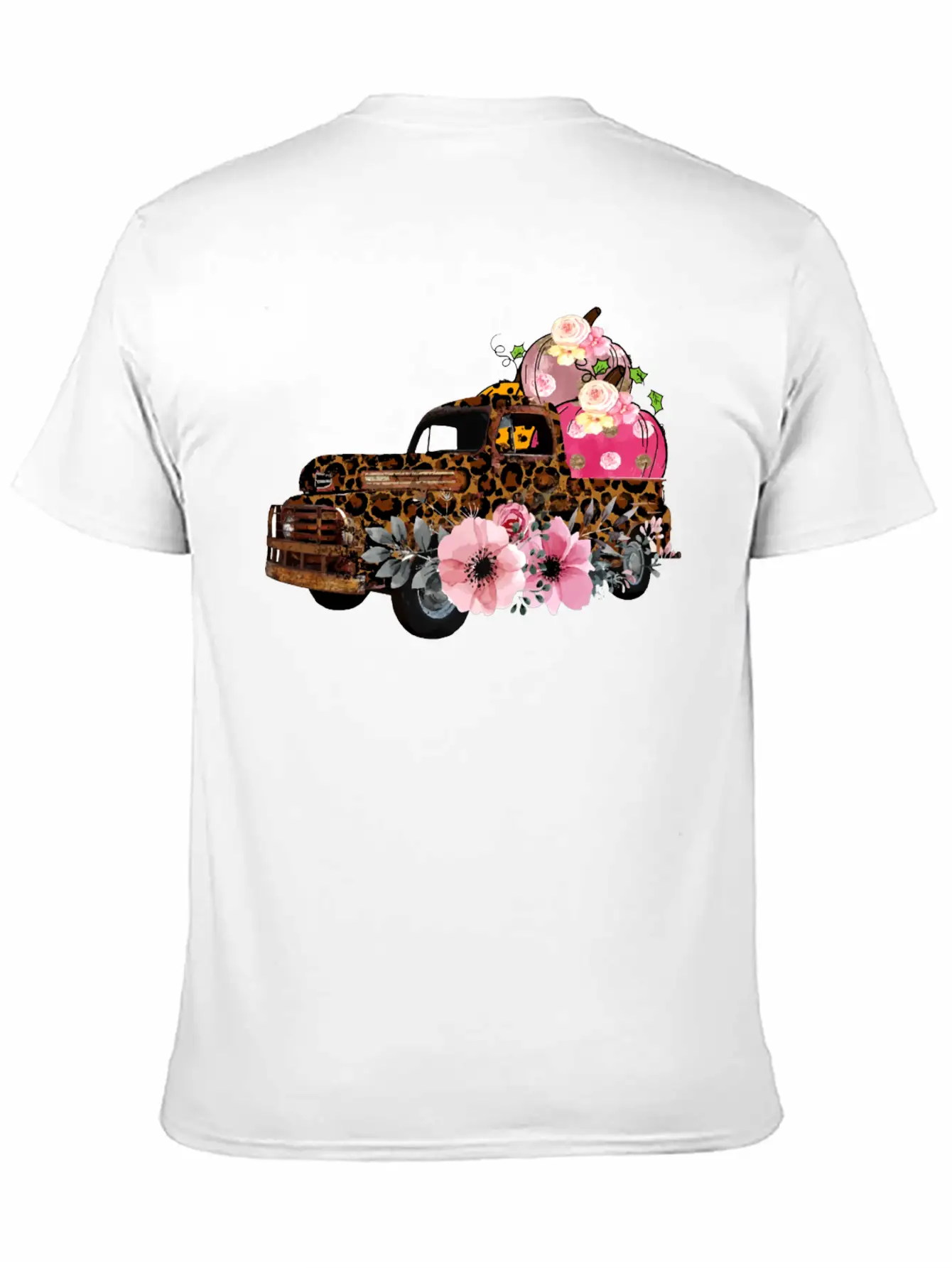Thanksgiving Fall Leopard Old Truck Pumpkins Soft Cotton Short Sleeve Tee ¨C Unisex Wardrobe Staple