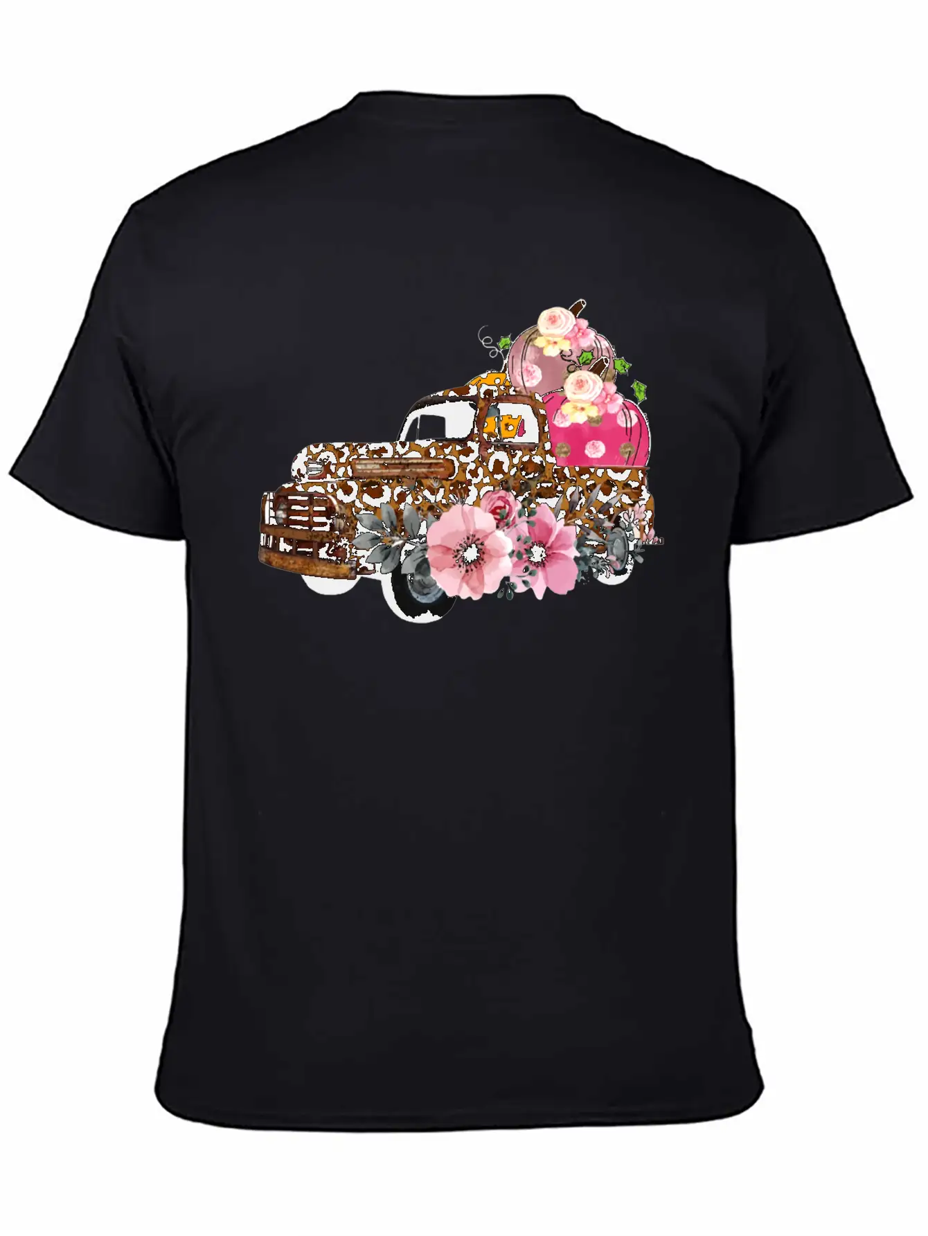 Thanksgiving Fall Leopard Old Truck Pumpkins Soft Cotton Short Sleeve Tee ¨C Unisex Wardrobe Staple