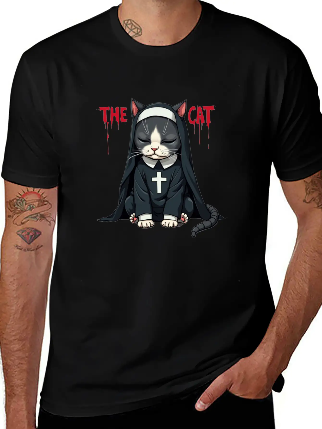 The Cat Nun ¨C Cute & Whimsical Cartoon Art Unisex Casual T-Shirt ¨C Clean Design For Daily Comfort