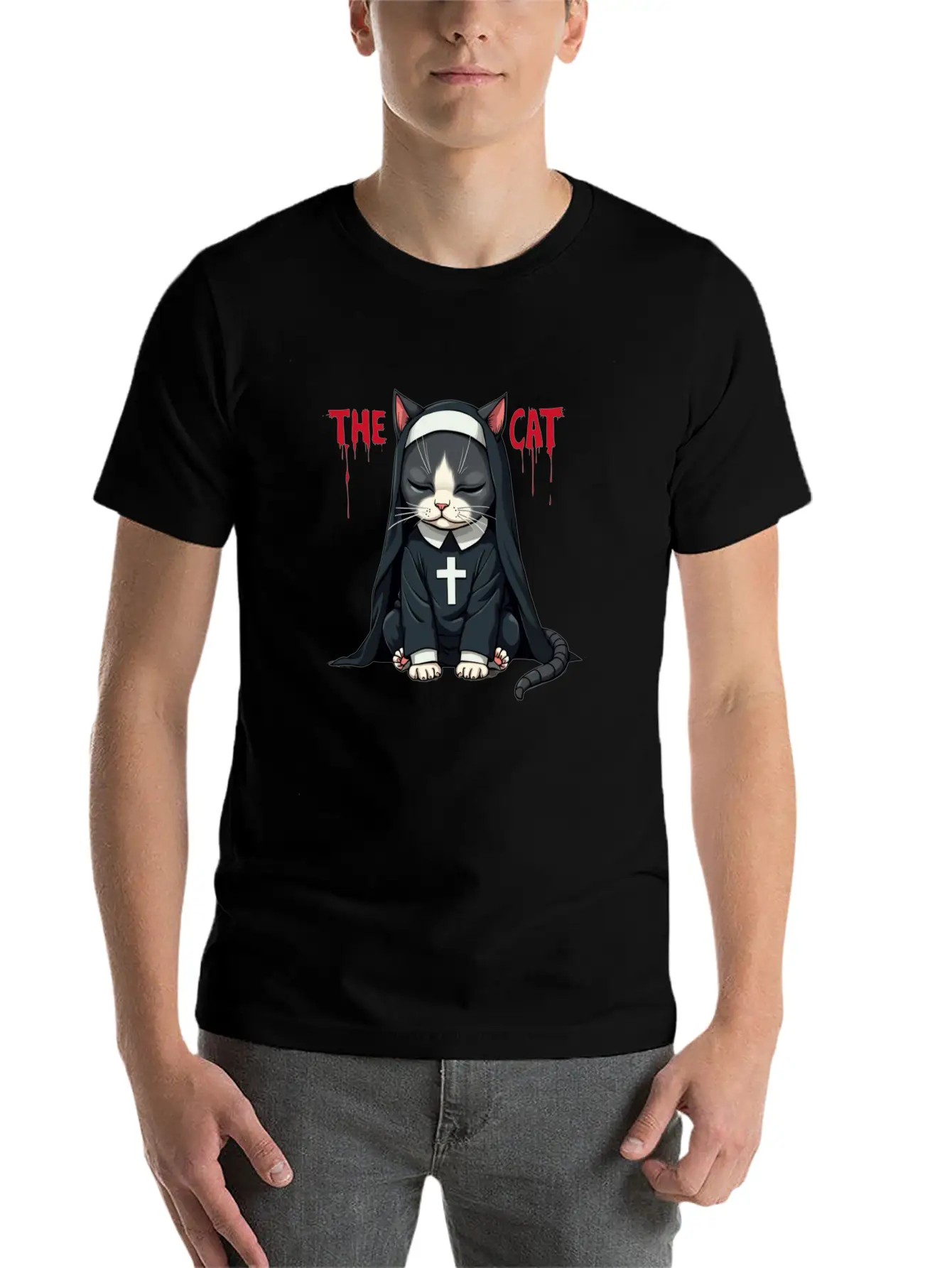 The Cat Nun ¨C Cute & Whimsical Cartoon Art Unisex Casual T-Shirt ¨C Clean Design For Daily Comfort