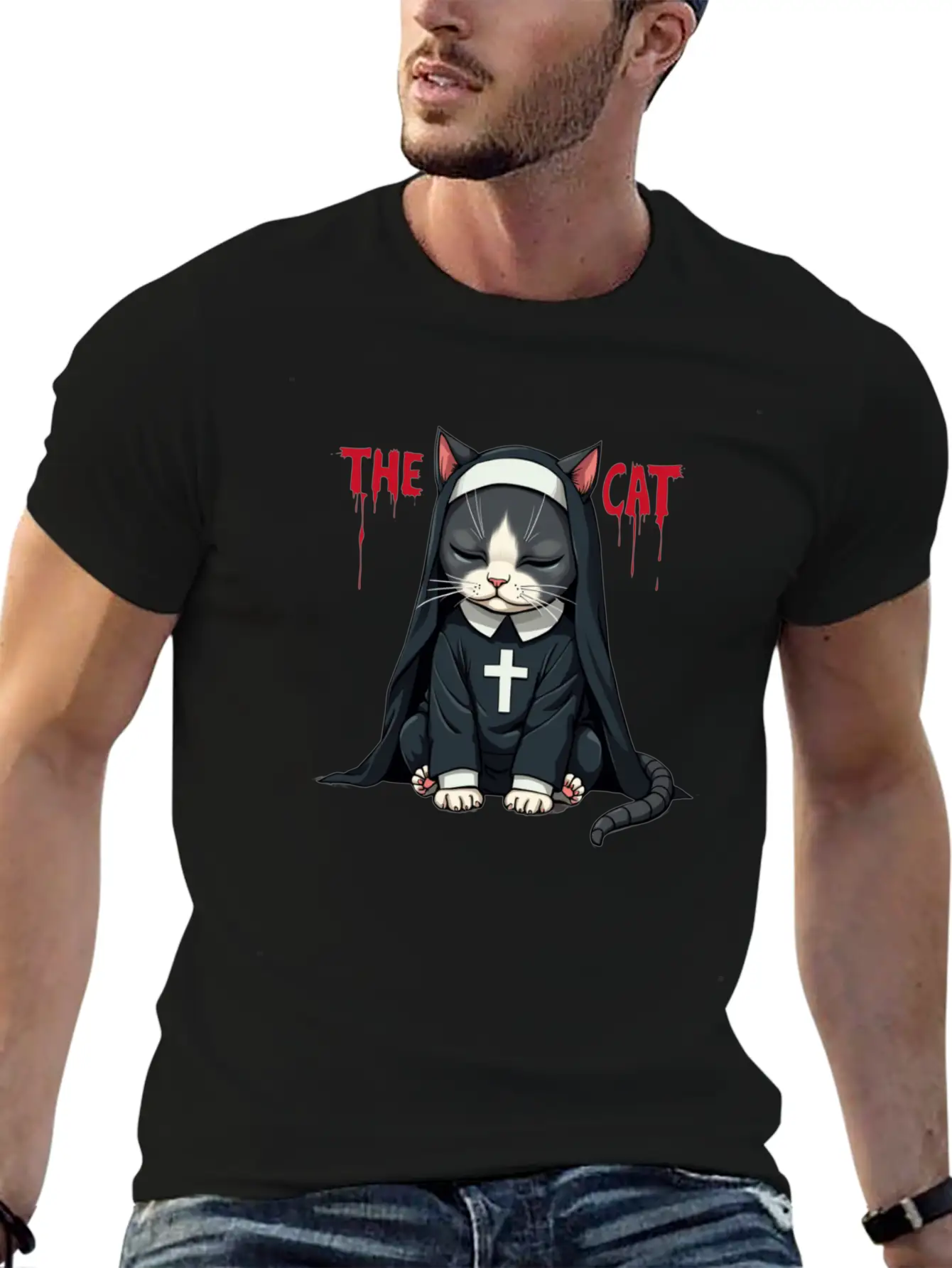The Cat Nun ¨C Cute & Whimsical Cartoon Art Unisex Casual T-Shirt ¨C Clean Design For Daily Comfort
