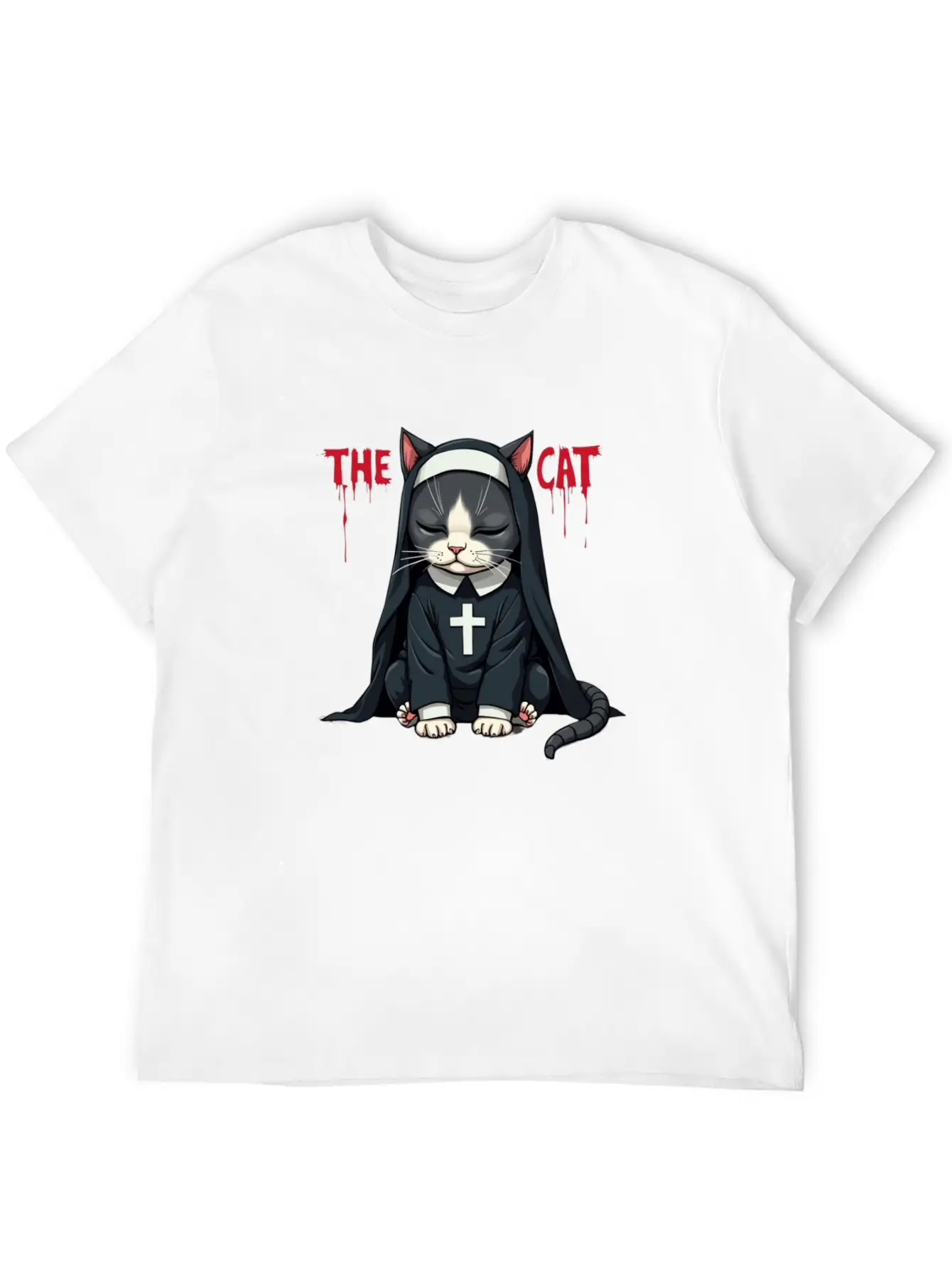 The Cat Nun ¨C Cute & Whimsical Cartoon Art Unisex Casual T-Shirt ¨C Clean Design For Daily Comfort