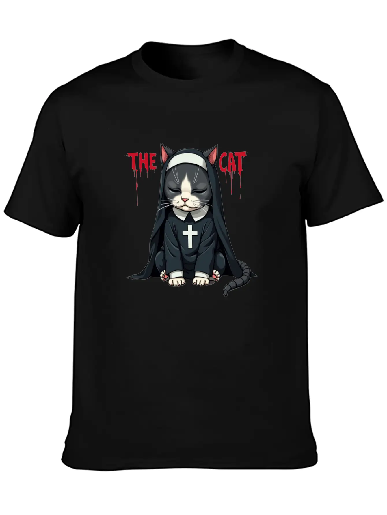 The Cat Nun ¨C Cute & Whimsical Cartoon Art Unisex Casual T-Shirt ¨C Clean Design For Daily Comfort
