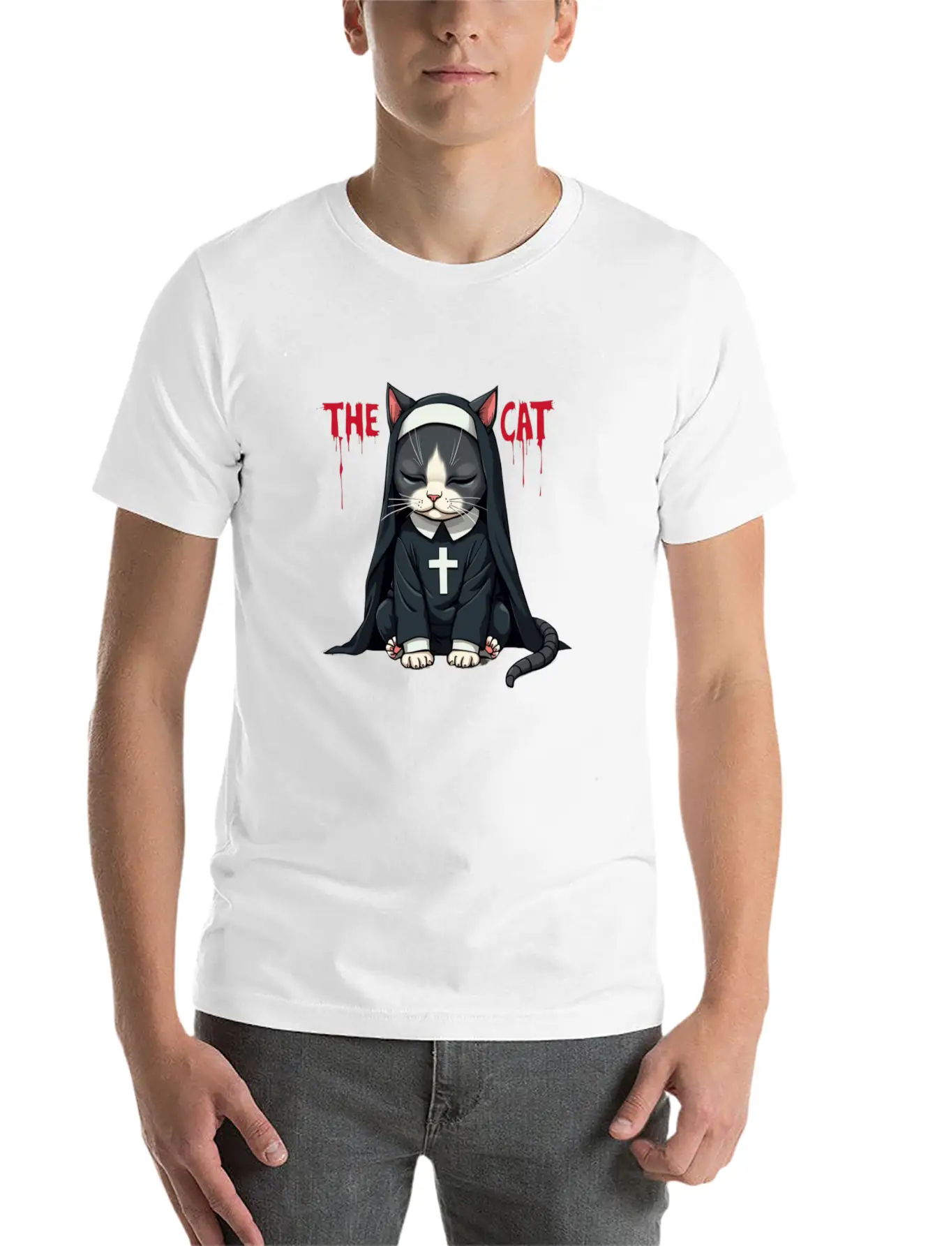 The Cat Nun ¨C Cute & Whimsical Cartoon Art Unisex Casual T-Shirt ¨C Clean Design For Daily Comfort