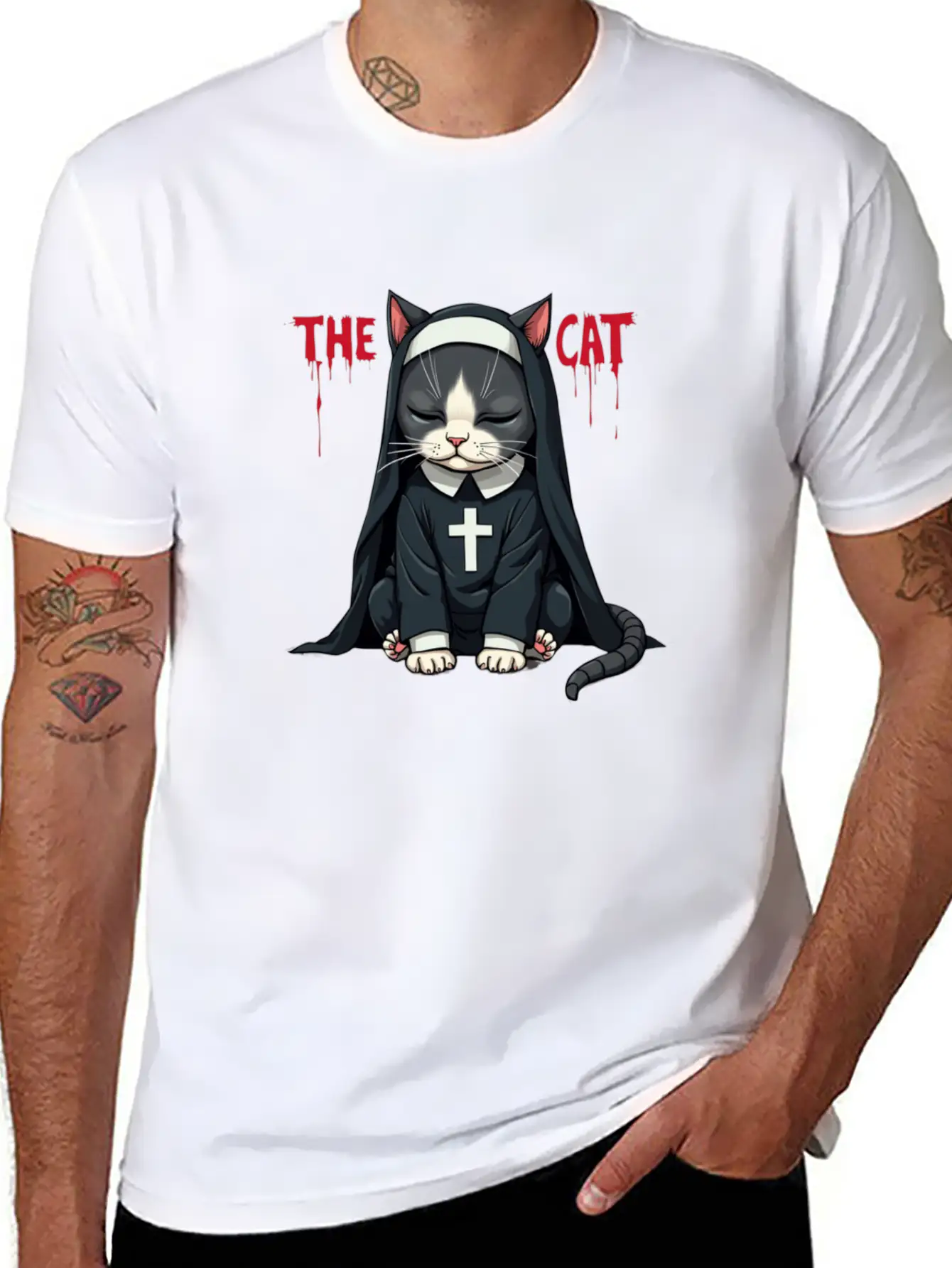 The Cat Nun ¨C Cute & Whimsical Cartoon Art Unisex Casual T-Shirt ¨C Clean Design For Daily Comfort