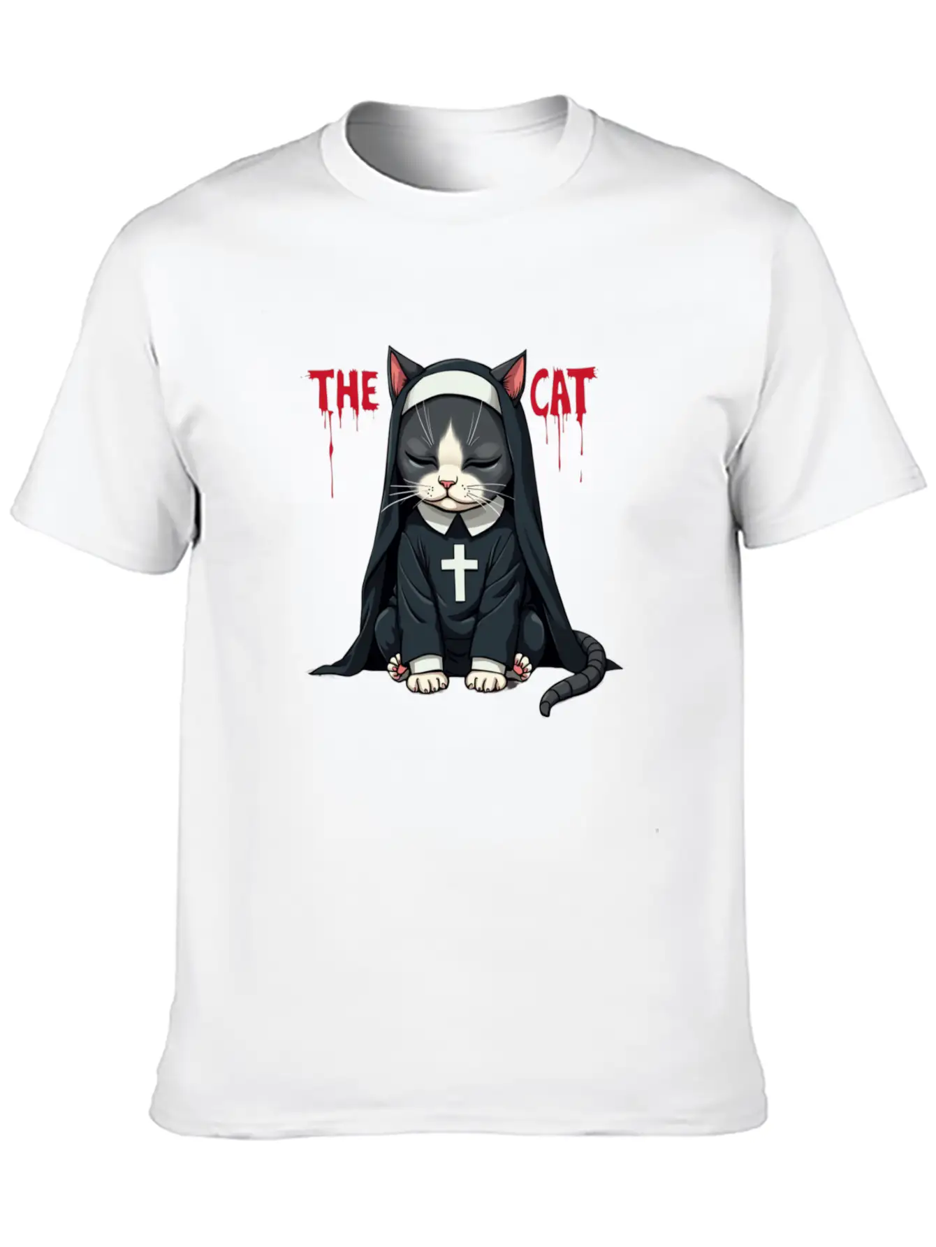 The Cat Nun ¨C Cute & Whimsical Cartoon Art Unisex Casual T-Shirt ¨C Clean Design For Daily Comfort