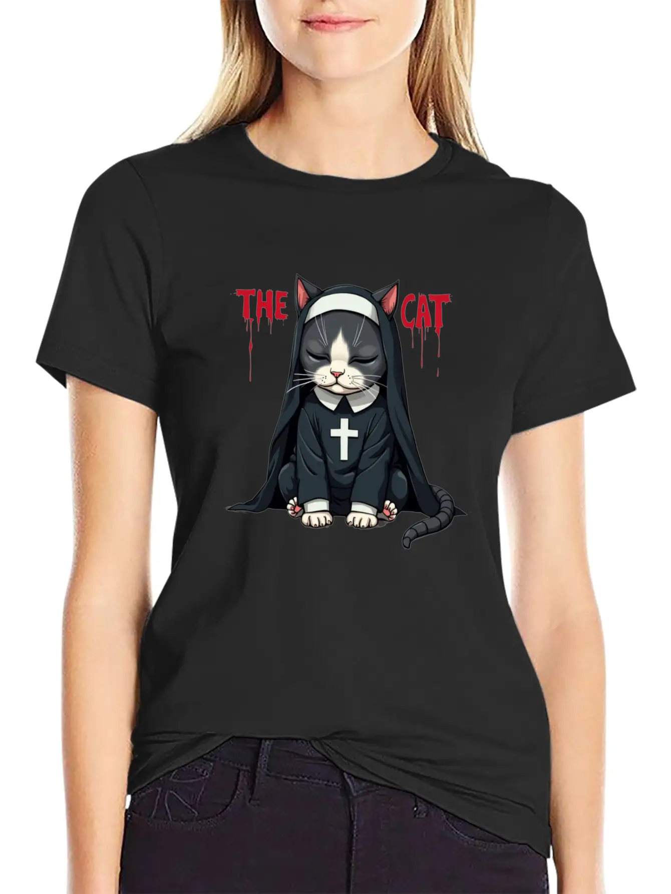 The Cat Nun ¨C Cute & Whimsical Cartoon Art Unisex Casual T-Shirt ¨C Clean Design For Daily Comfort