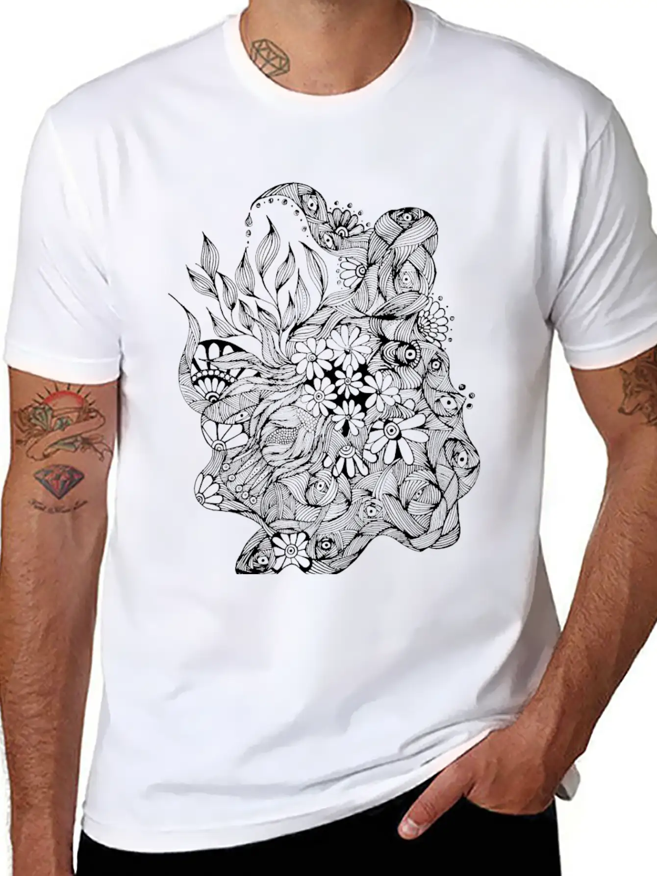The Lined Design And The Vector Design. Essential Cotton Tee For Daily Outfits ¨C Unisex Style