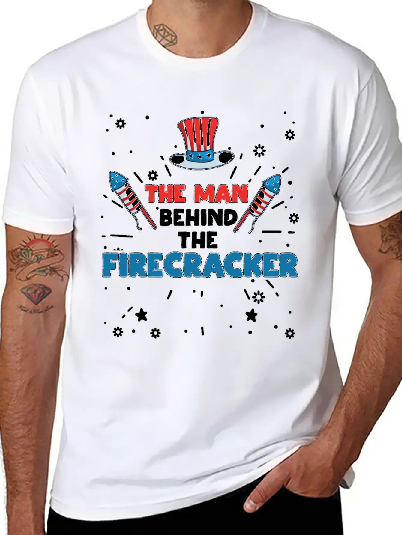 The Man Behind The Firecracker July 4th Fourth Soft Cotton Short Sleeve Tee ¨C Unisex Wardrobe Staple