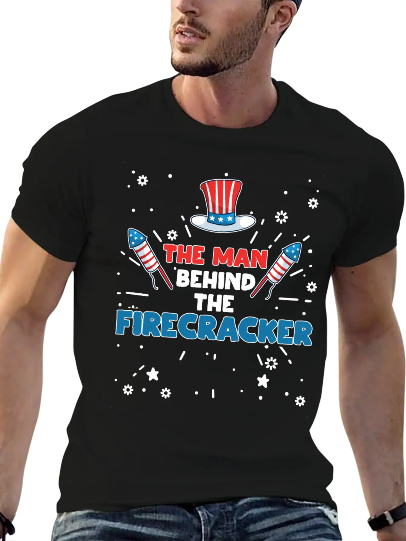 The Man Behind The Firecracker July 4th Fourth Soft Cotton Short Sleeve Tee ¨C Unisex Wardrobe Staple