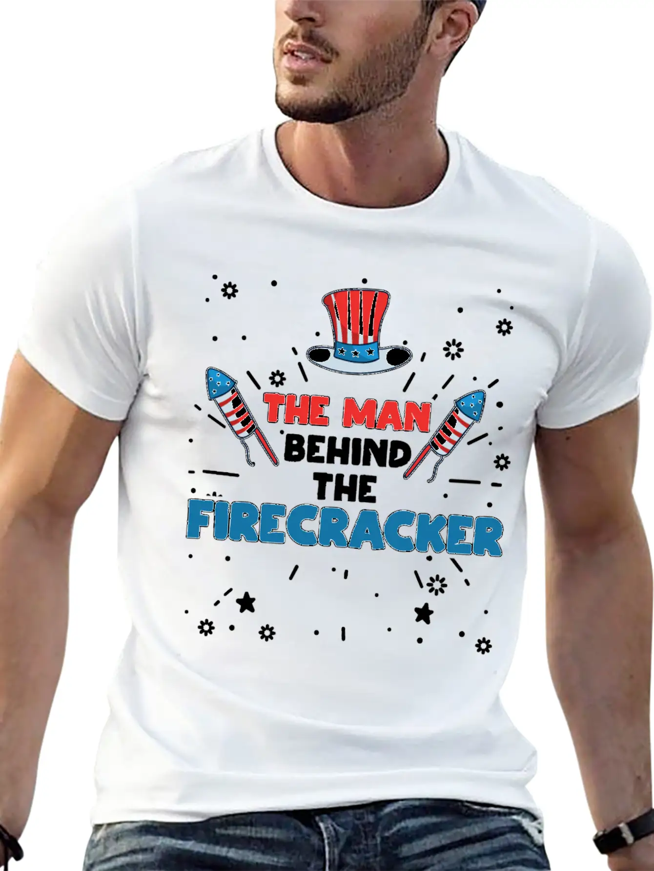 The Man Behind The Firecracker July 4th Fourth Soft Cotton Short Sleeve Tee ¨C Unisex Wardrobe Staple