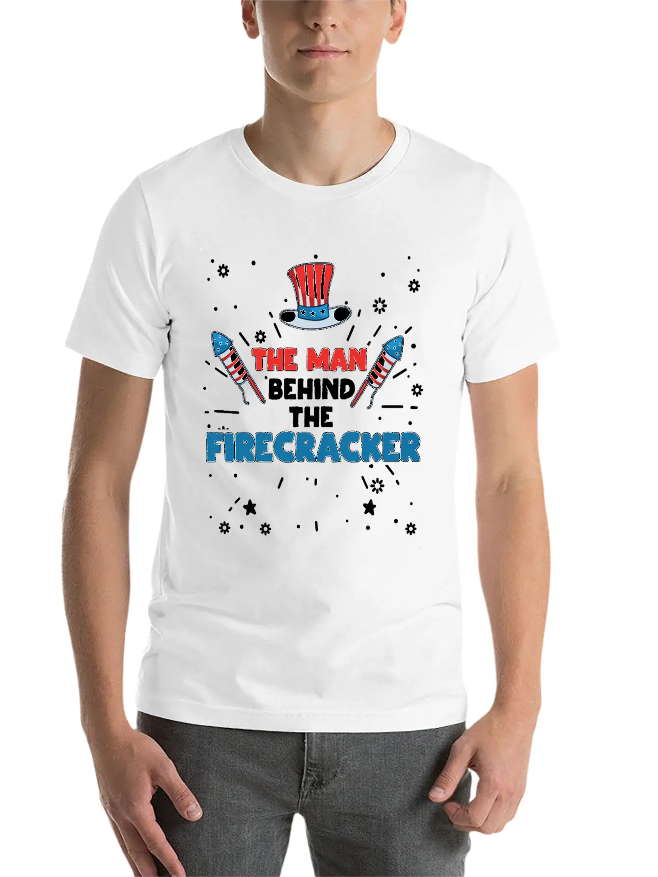 The Man Behind The Firecracker July 4th Fourth Soft Cotton Short Sleeve Tee ¨C Unisex Wardrobe Staple