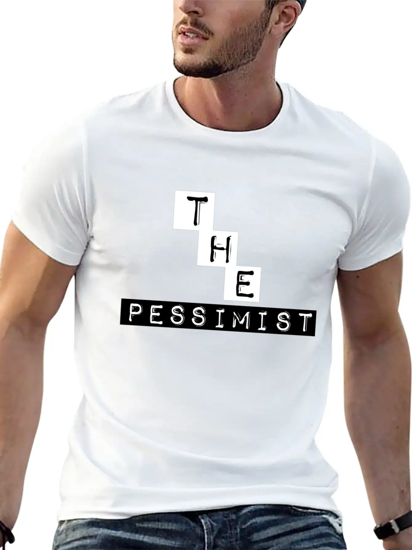 "The Pessimist" Abstract Design Basic Graphic T-Shirt ¨C Daily Comfort In Soft Cotton