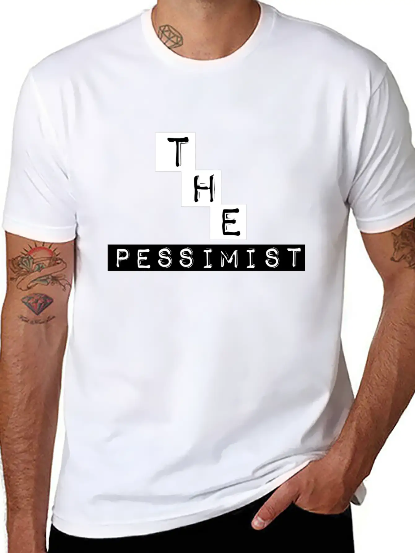 "The Pessimist" Abstract Design Basic Graphic T-Shirt ¨C Daily Comfort In Soft Cotton