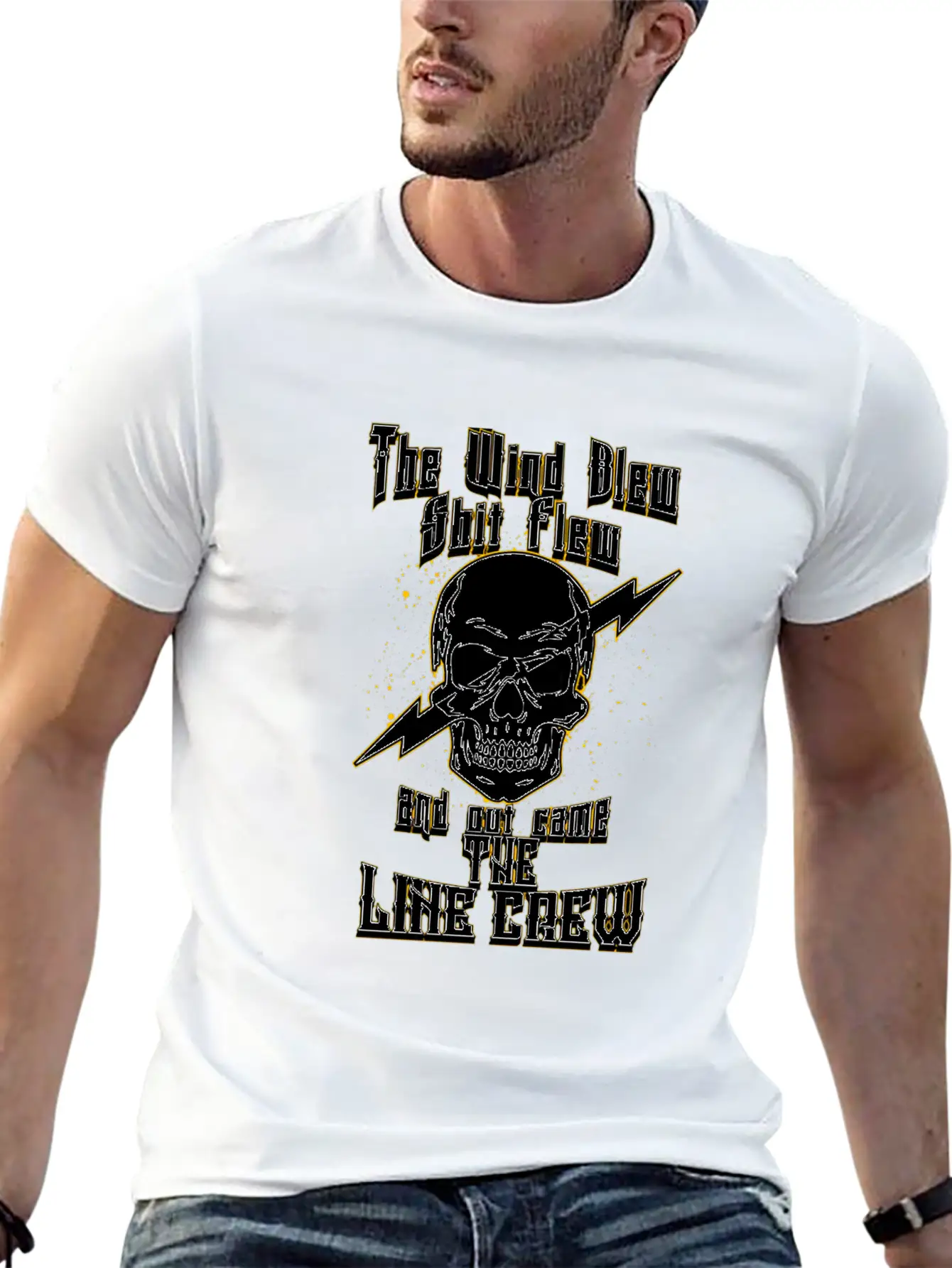 The Wind Blew And Out Came The Line Crew Essential Basic Graphic T-Shirt ¨C Daily Comfort In Soft Cotton