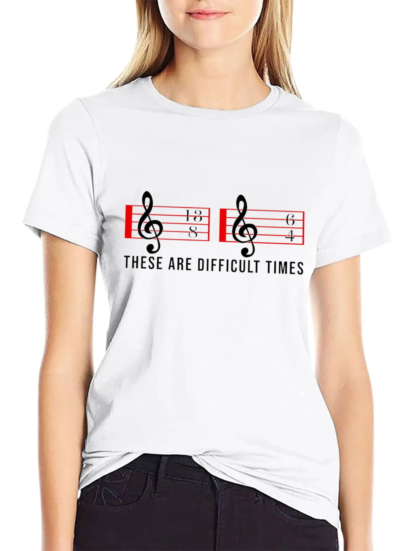These Are Difficult Times Music Note Choire Essential Cotton Tee For Daily Outfits ¨C Unisex Style