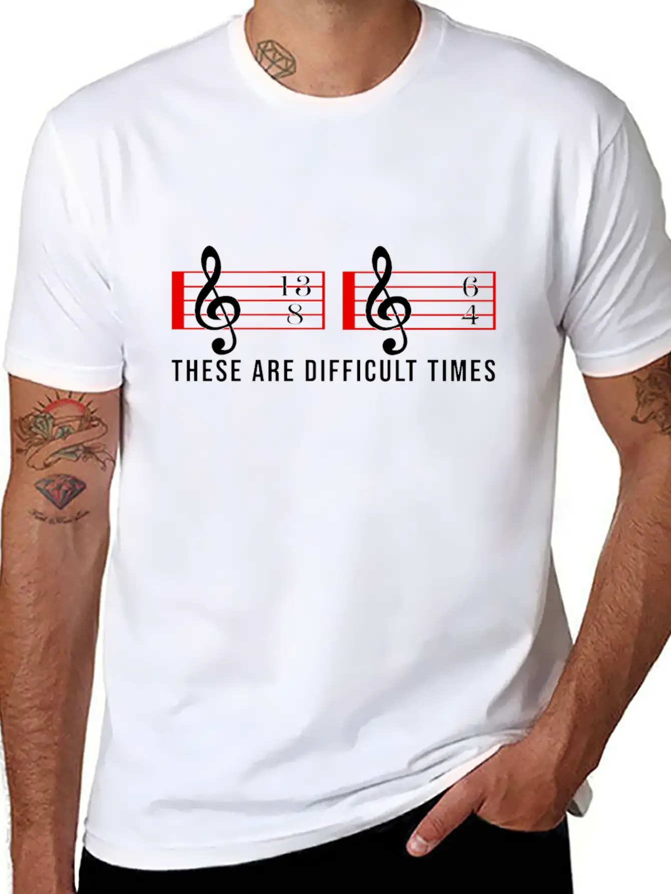 These Are Difficult Times Music Note Choire Essential Cotton Tee For Daily Outfits ¨C Unisex Style