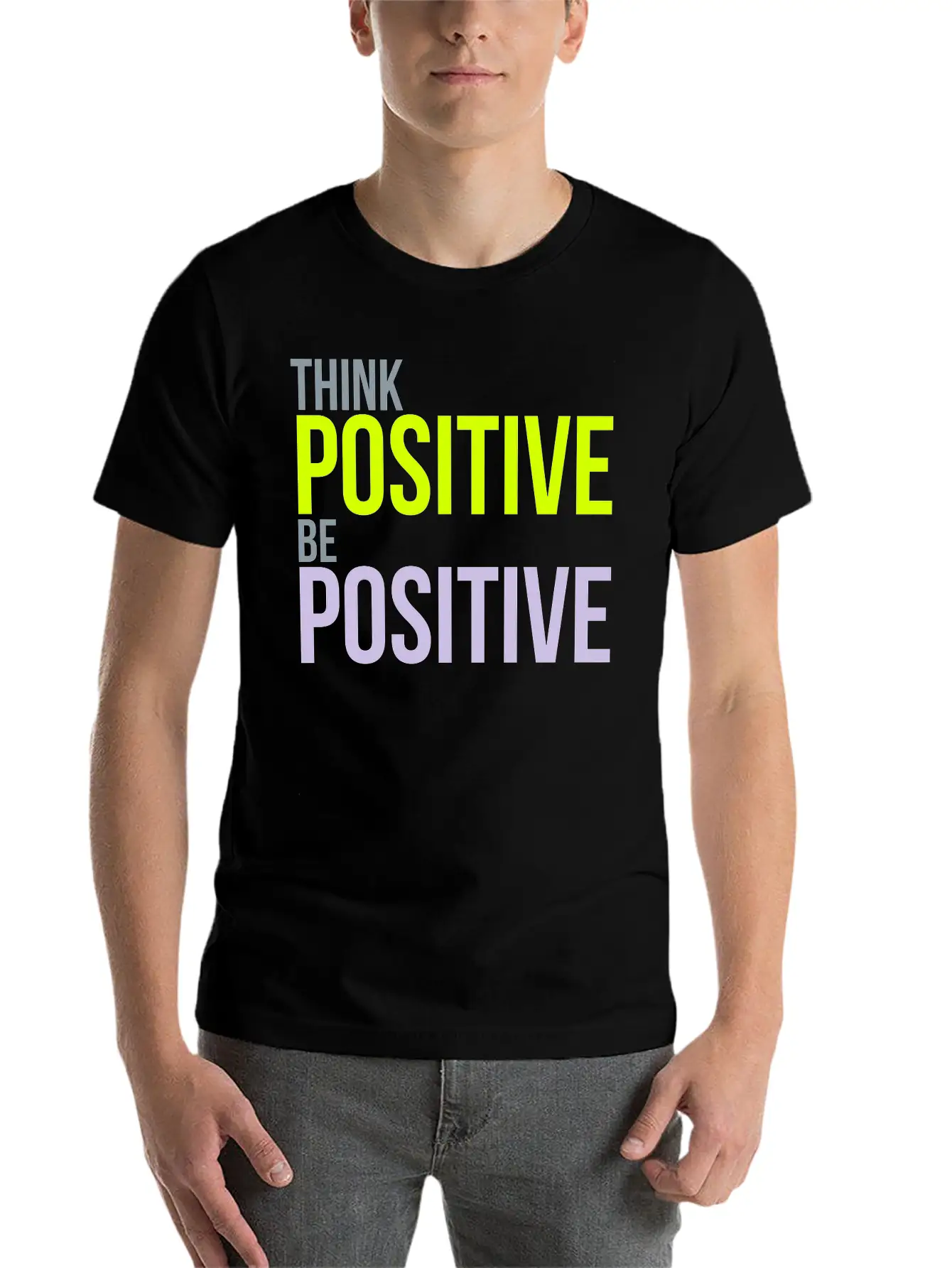 Think Positive Essential Cotton Tee For Daily Outfits ¨C Unisex Style