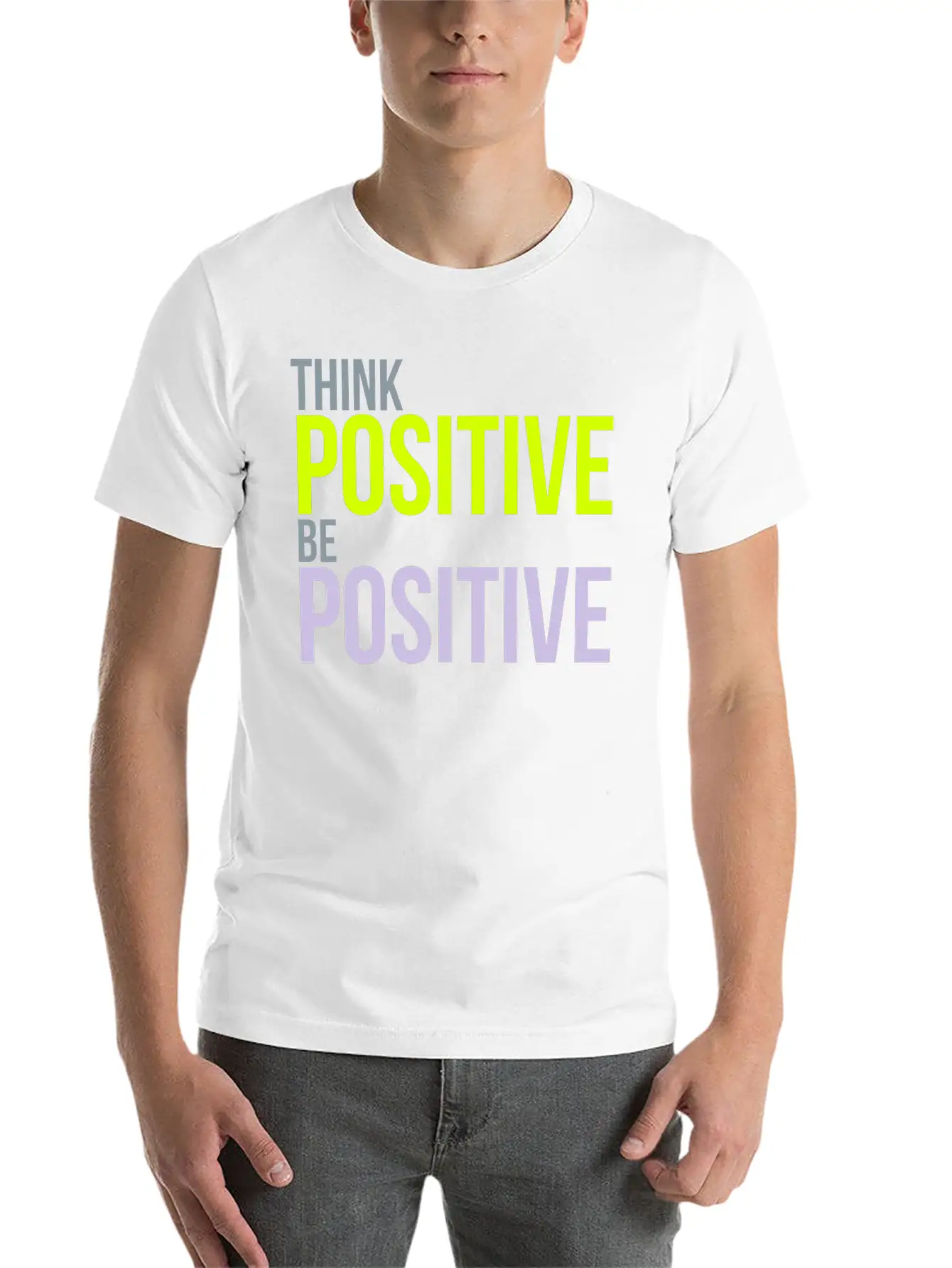 Think Positive Essential Cotton Tee For Daily Outfits ¨C Unisex Style