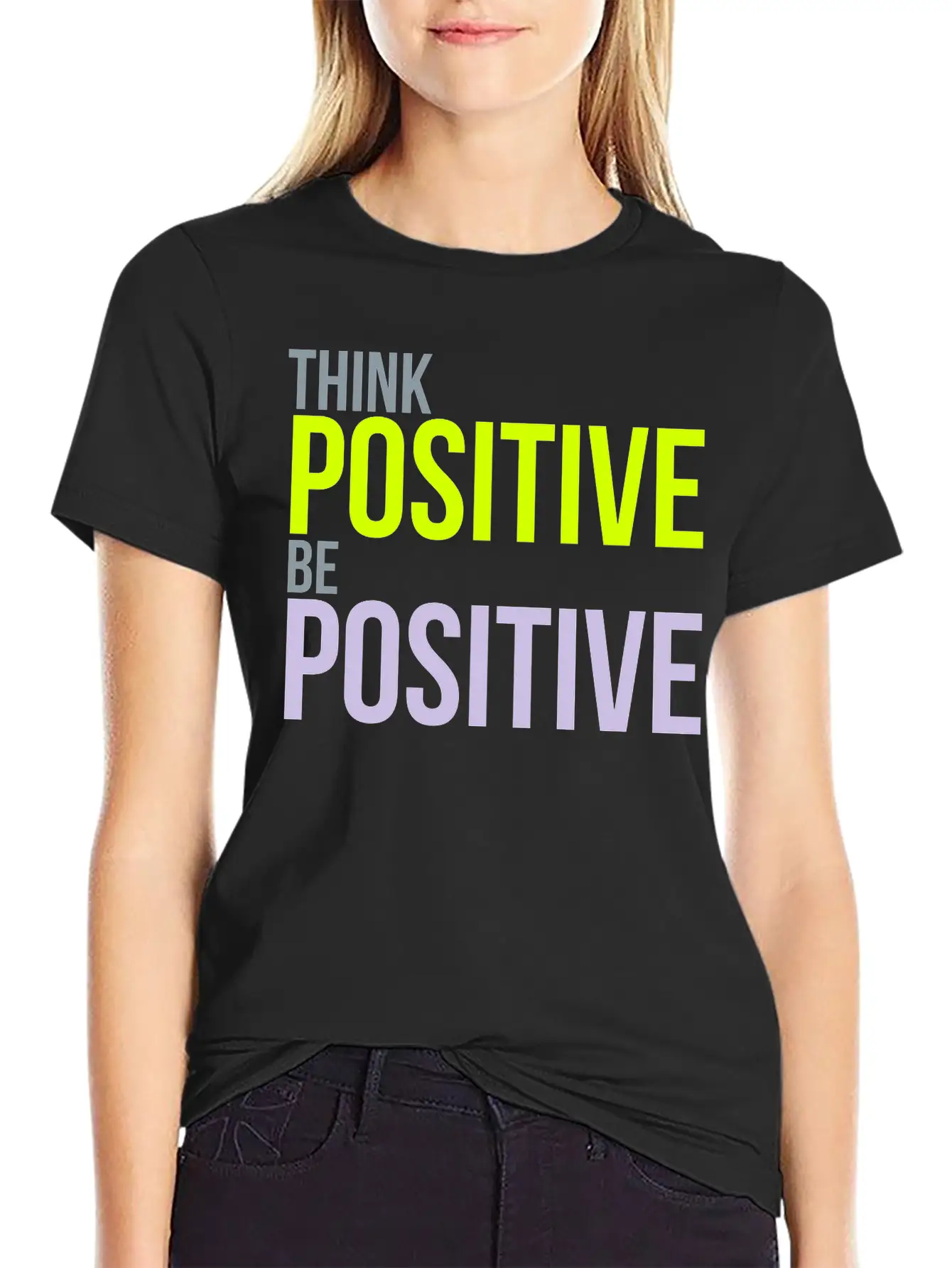 Think Positive Essential Cotton Tee For Daily Outfits ¨C Unisex Style
