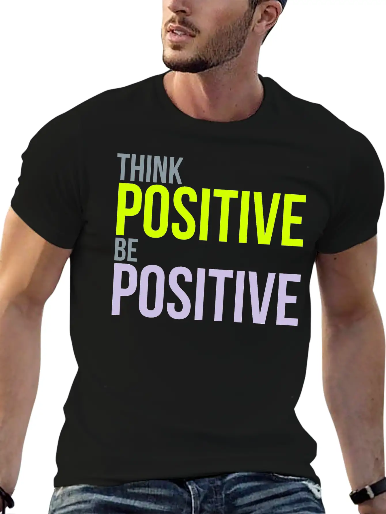 Think Positive Essential Cotton Tee For Daily Outfits ¨C Unisex Style