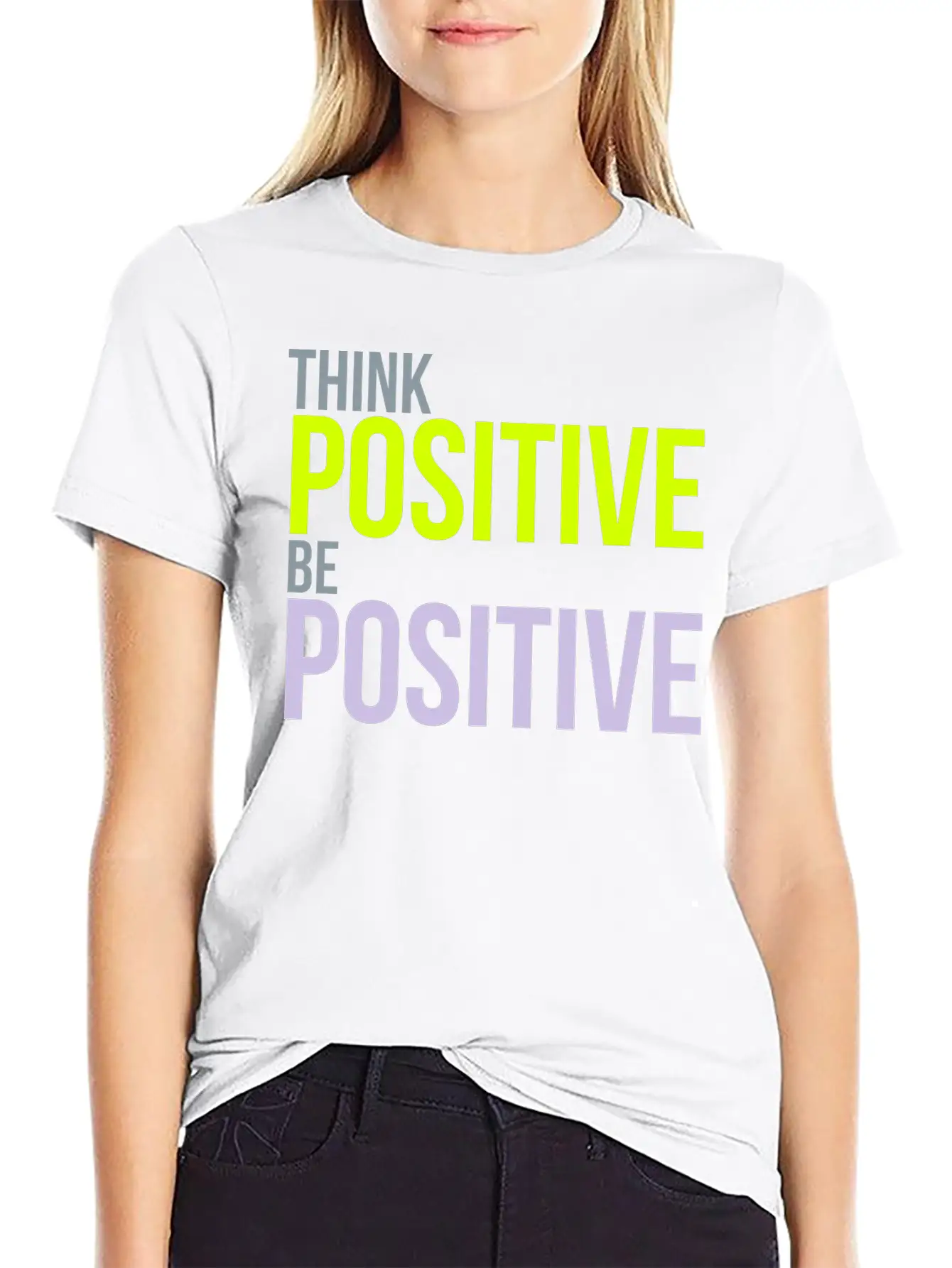 Think Positive Essential Cotton Tee For Daily Outfits ¨C Unisex Style