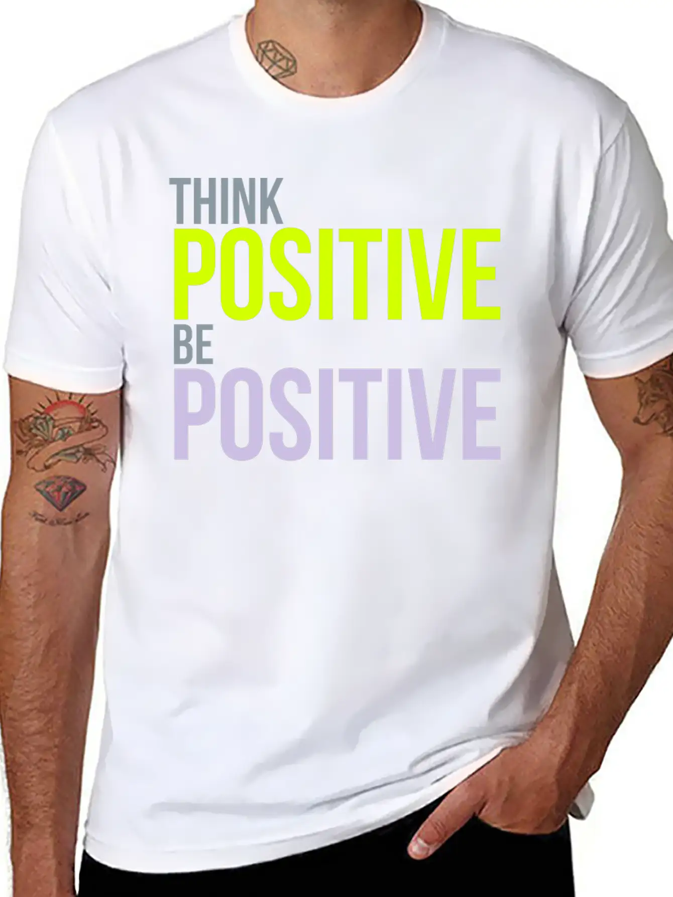 Think Positive Essential Cotton Tee For Daily Outfits ¨C Unisex Style