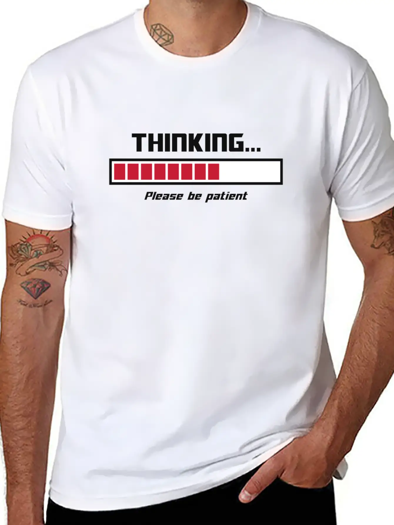 Thinking Loading Bar Please Be Patient Essential Cotton Tee For Daily Outfits ¨C Unisex Style