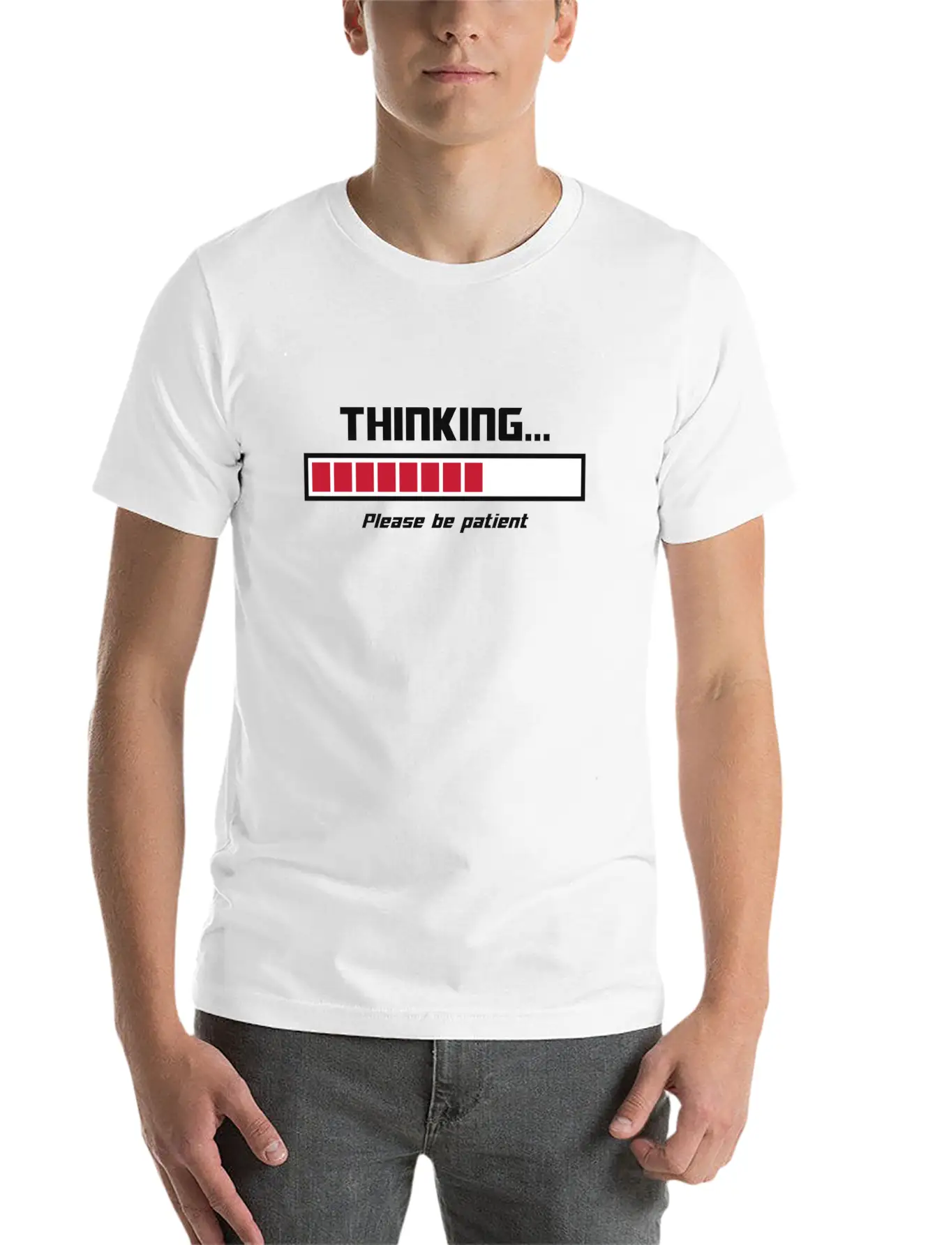 Thinking Loading Bar Please Be Patient Essential Cotton Tee For Daily Outfits ¨C Unisex Style