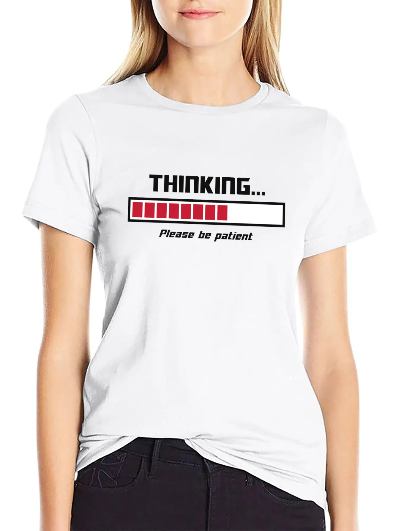 Thinking Loading Bar Please Be Patient Essential Cotton Tee For Daily Outfits ¨C Unisex Style