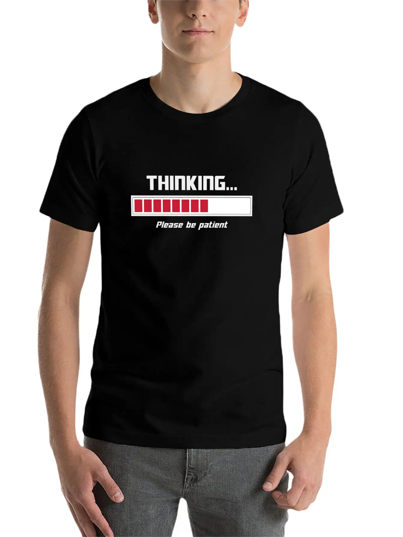 Thinking Loading Bar Please Be Patient Essential Cotton Tee For Daily Outfits ¨C Unisex Style