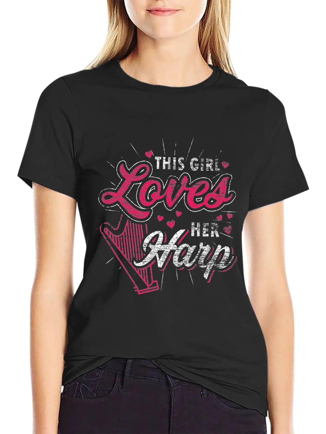 This Girl Loves Her Harp Unisex Casual T-Shirt ¨C Clean Design For Daily Comfort