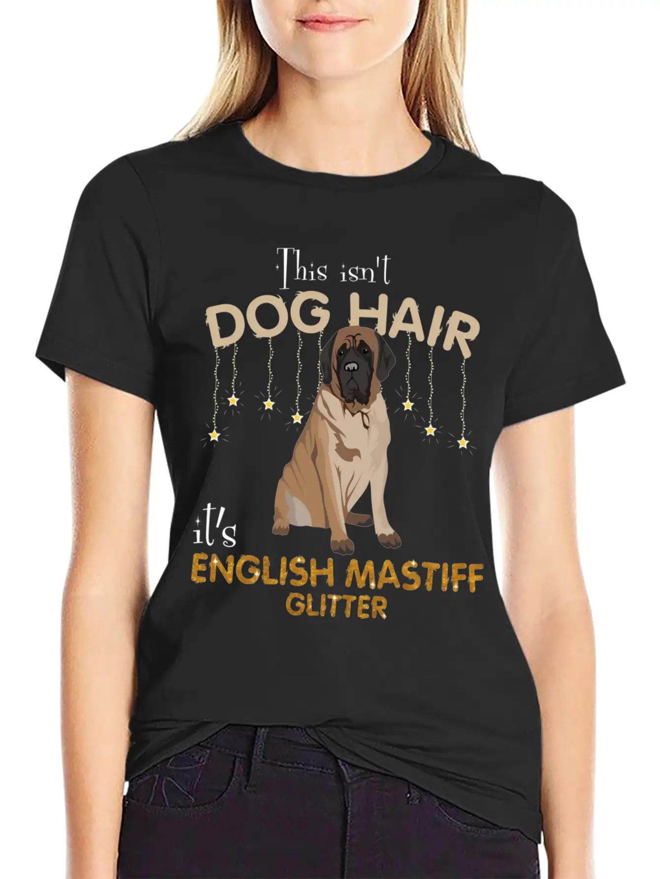 This Isn'T Dog Hair It'S English Mastiff Glitter Essential Cotton Tee For Daily Outfits ¨C Unisex Style
