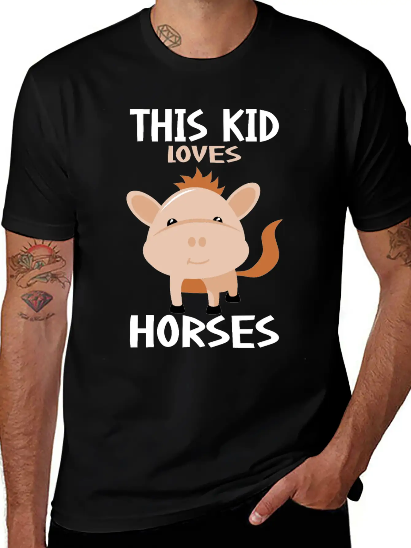 This Kid Loves Horses I Children's Horse Motif Basic Graphic T-Shirt ¨C Daily Comfort In Soft Cotton