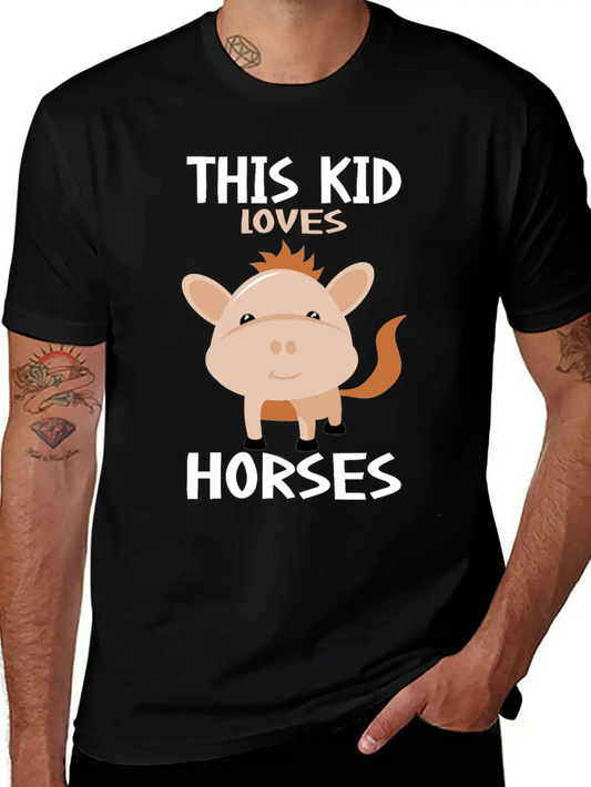 This Kid Loves Horses I Children's Horse Motif Basic Graphic T-Shirt ¨C Daily Comfort In Soft Cotton