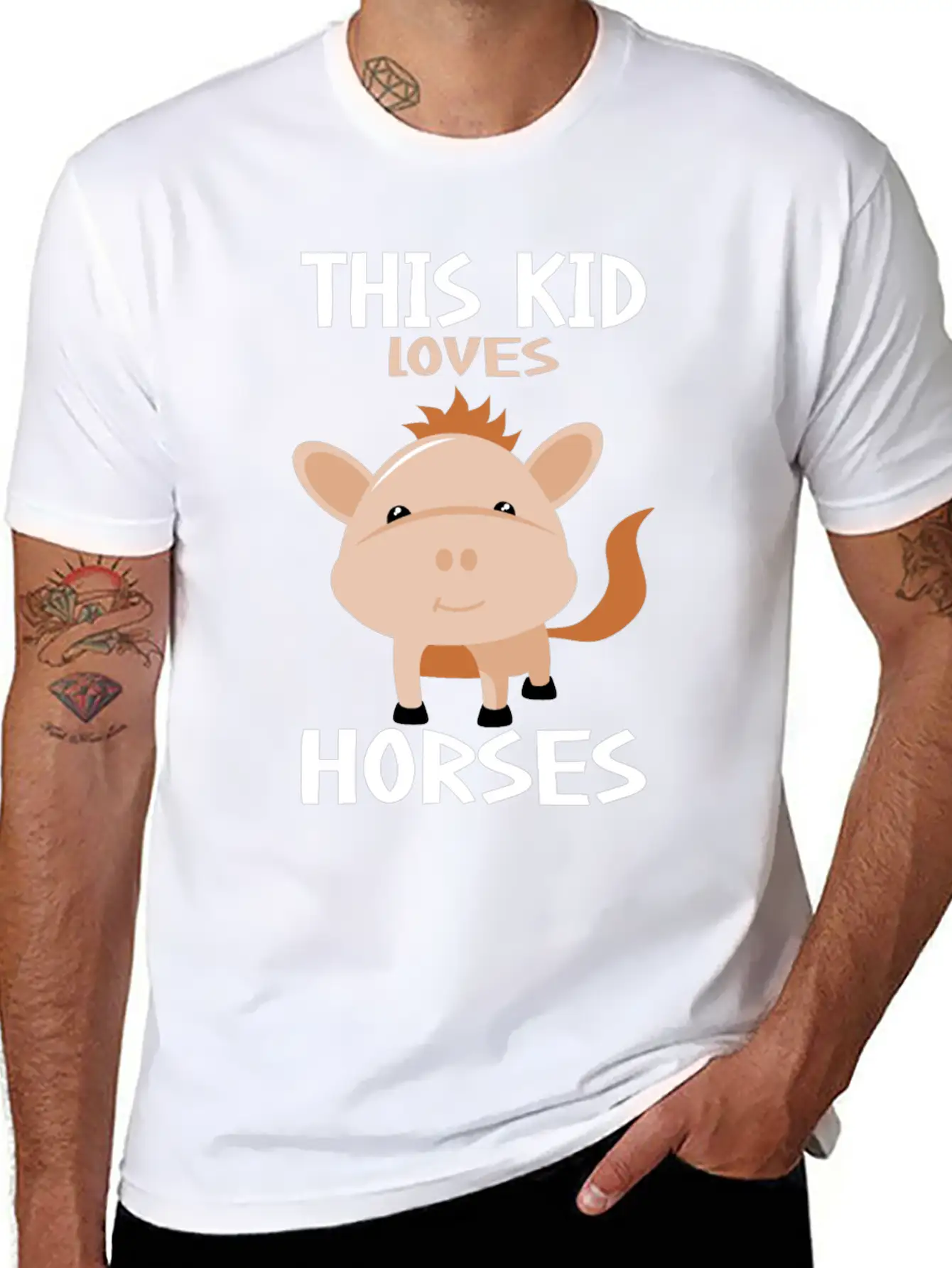 This Kid Loves Horses I Children's Horse Motif Basic Graphic T-Shirt ¨C Daily Comfort In Soft Cotton