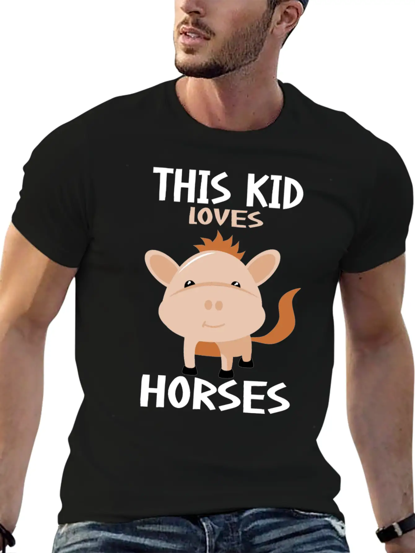 This Kid Loves Horses I Children's Horse Motif Basic Graphic T-Shirt ¨C Daily Comfort In Soft Cotton