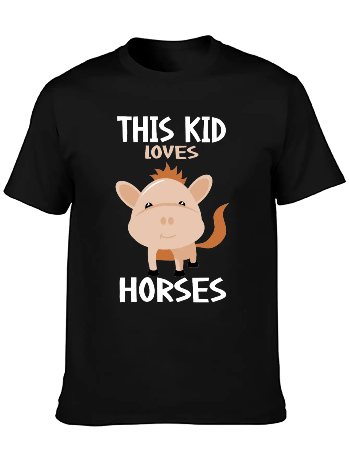 This Kid Loves Horses I Children's Horse Motif Basic Graphic T-Shirt ¨C Daily Comfort In Soft Cotton