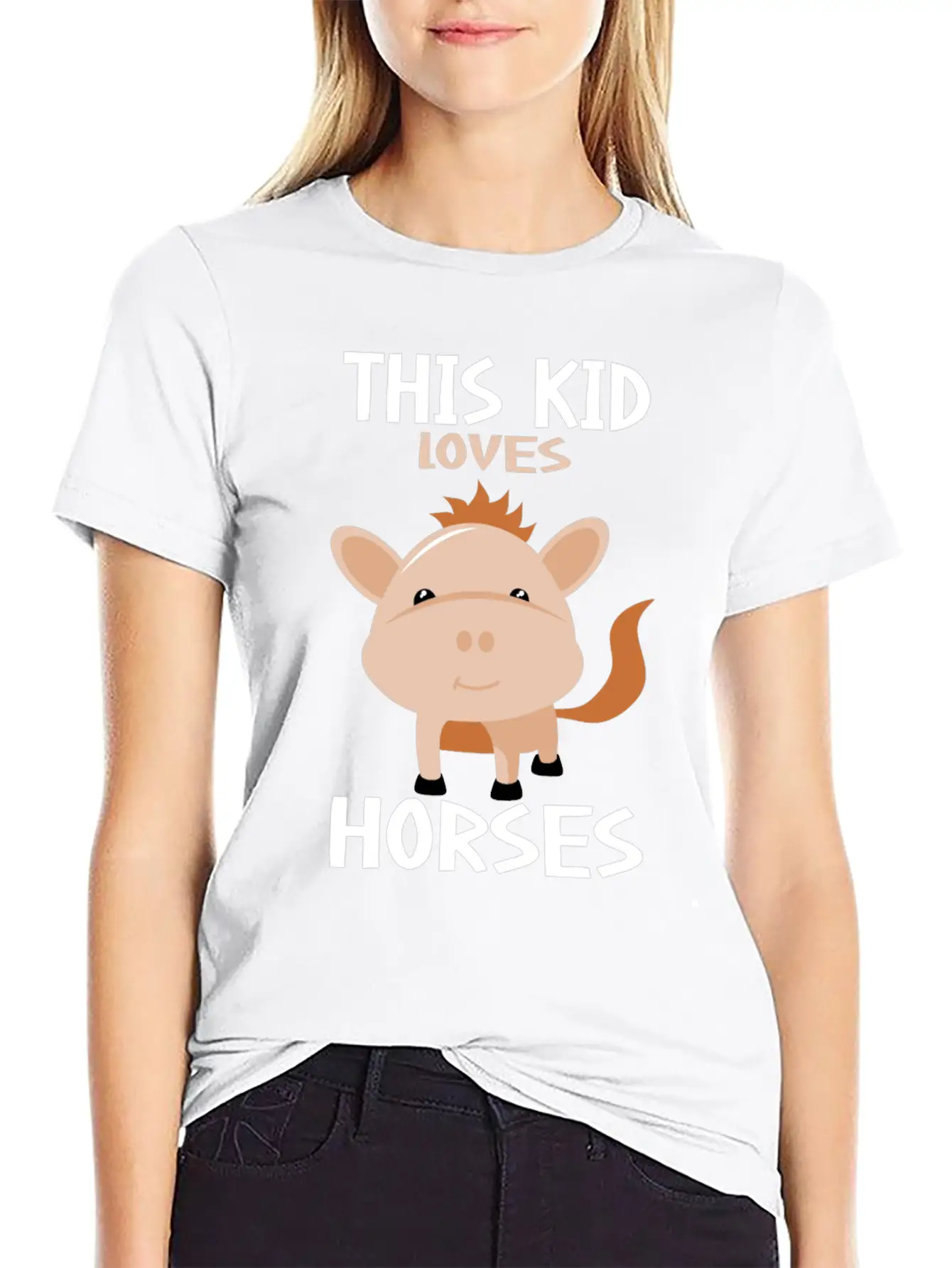 This Kid Loves Horses I Children's Horse Motif Basic Graphic T-Shirt ¨C Daily Comfort In Soft Cotton
