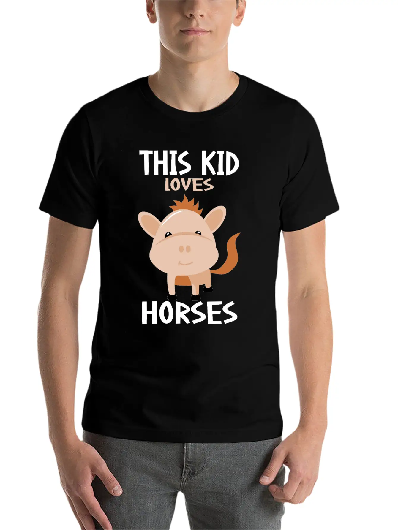 This Kid Loves Horses I Children's Horse Motif Basic Graphic T-Shirt ¨C Daily Comfort In Soft Cotton