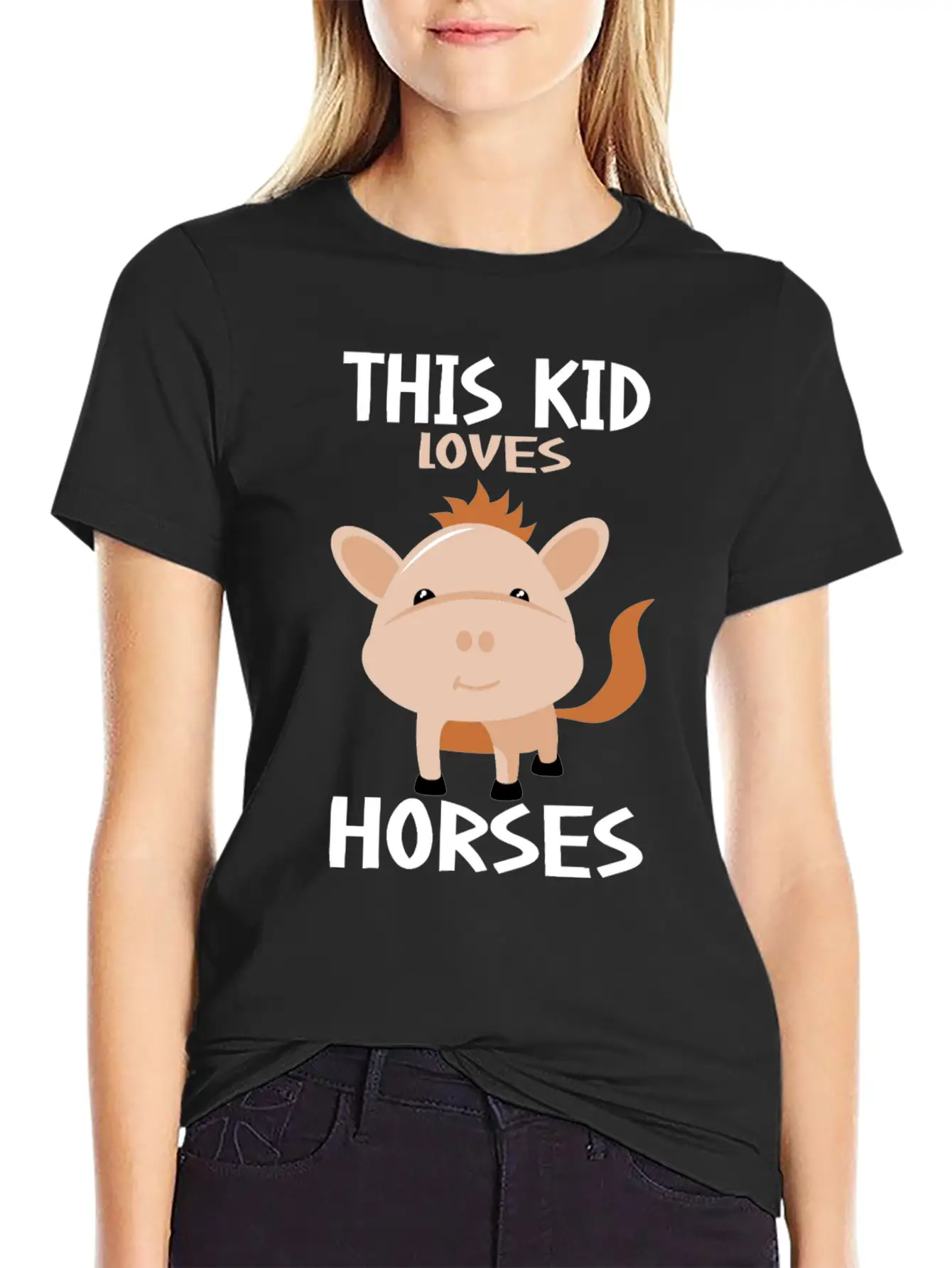 This Kid Loves Horses I Children's Horse Motif Basic Graphic T-Shirt ¨C Daily Comfort In Soft Cotton