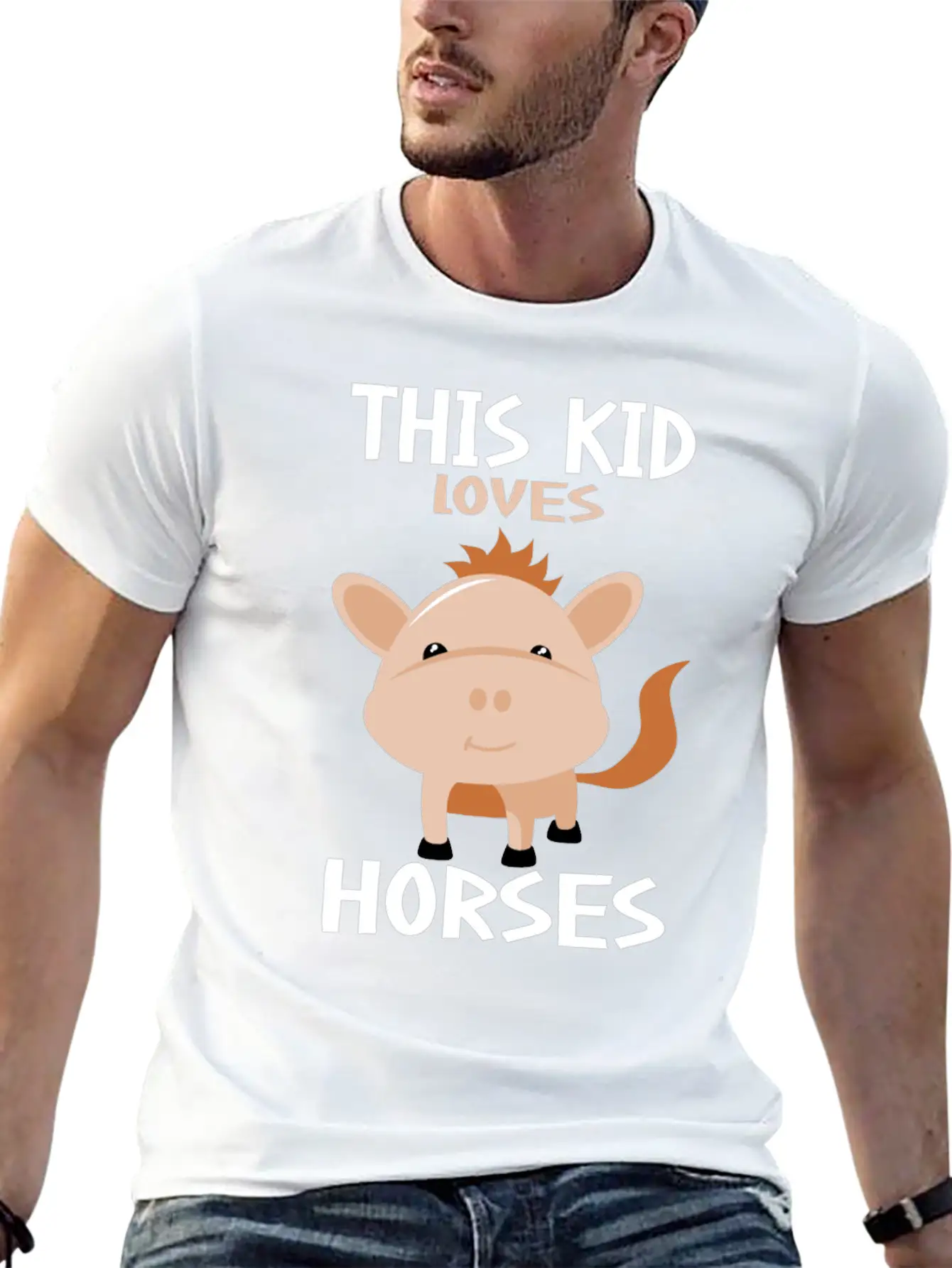 This Kid Loves Horses I Children's Horse Motif Basic Graphic T-Shirt ¨C Daily Comfort In Soft Cotton