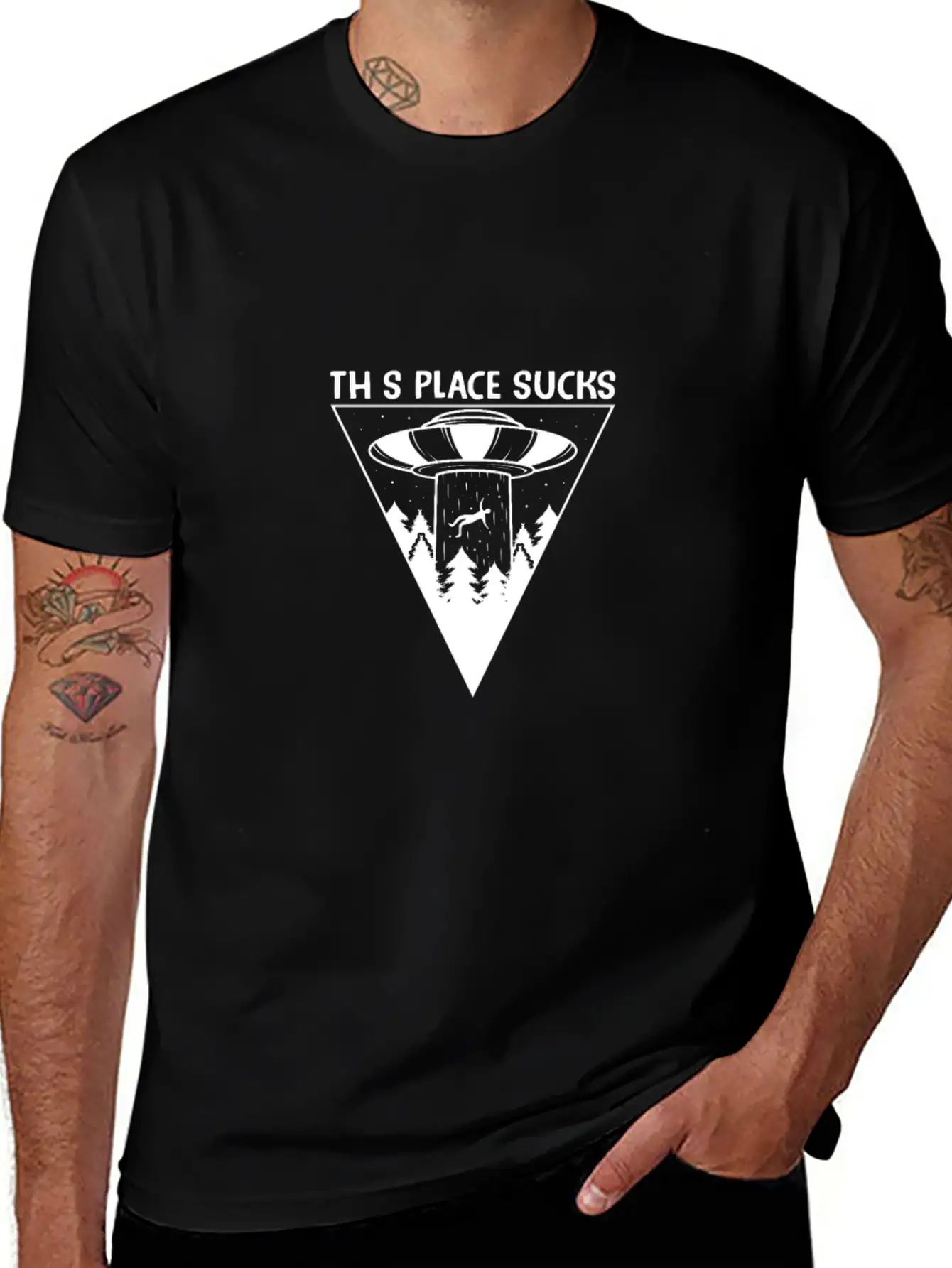 This Place Sucks Alien Science Shirt Design Basic Graphic T-Shirt ¨C Daily Comfort In Soft Cotton