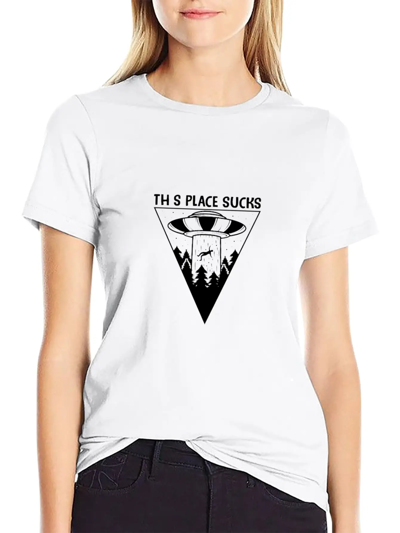 This Place Sucks Alien Science Shirt Design Basic Graphic T-Shirt ¨C Daily Comfort In Soft Cotton