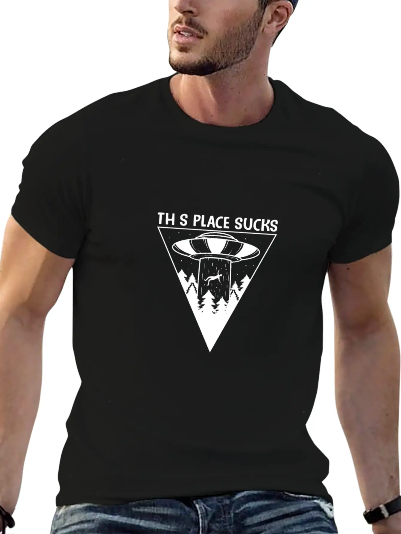 This Place Sucks Alien Science Shirt Design Basic Graphic T-Shirt ¨C Daily Comfort In Soft Cotton