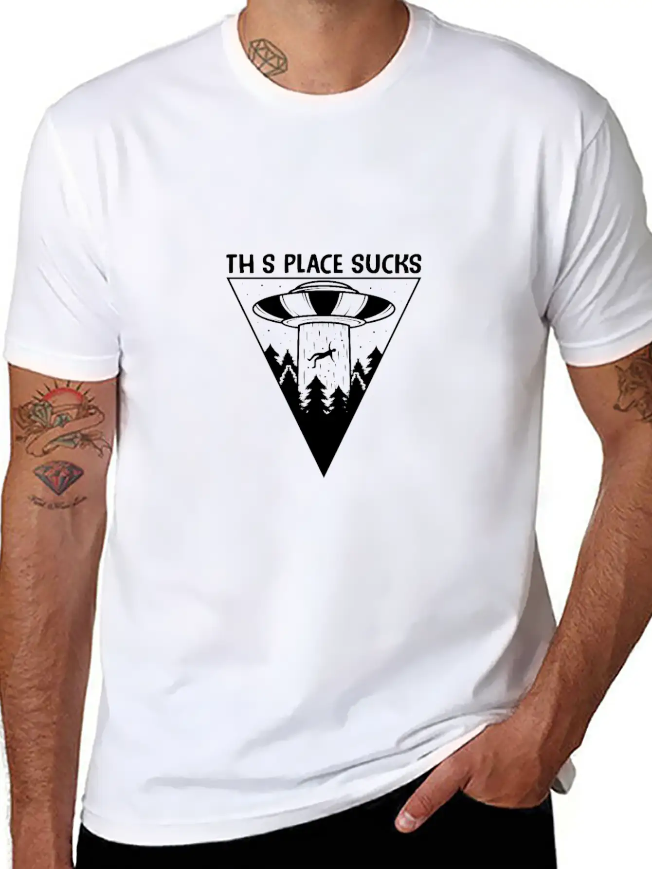 This Place Sucks Alien Science Shirt Design Basic Graphic T-Shirt ¨C Daily Comfort In Soft Cotton