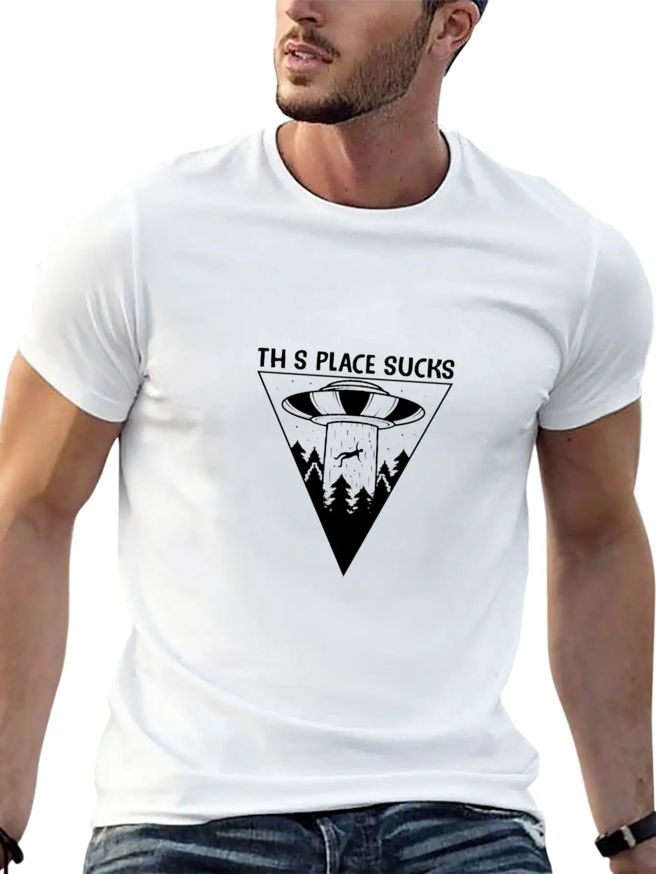 This Place Sucks Alien Science Shirt Design Basic Graphic T-Shirt ¨C Daily Comfort In Soft Cotton