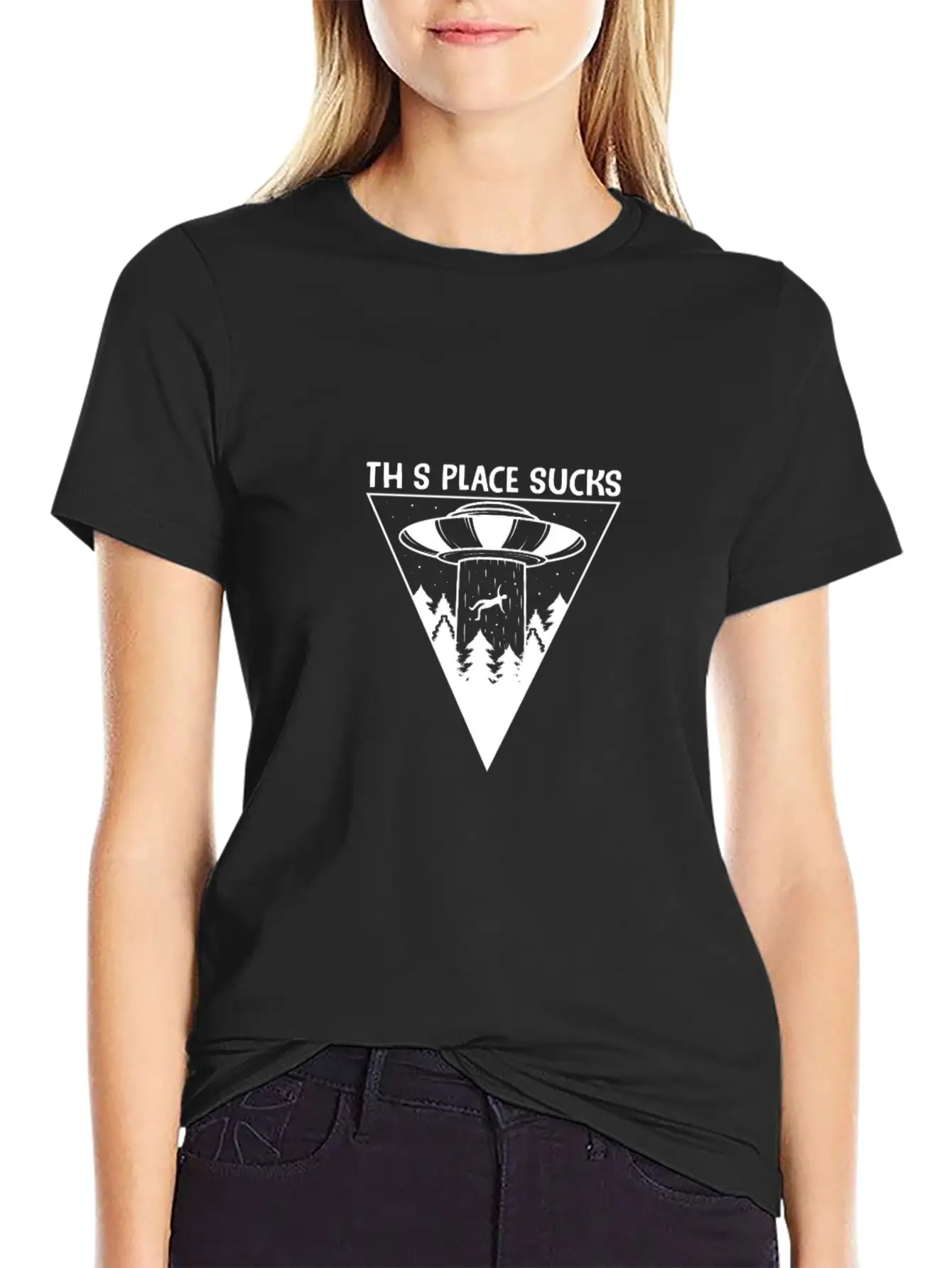 This Place Sucks Alien Science Shirt Design Basic Graphic T-Shirt ¨C Daily Comfort In Soft Cotton