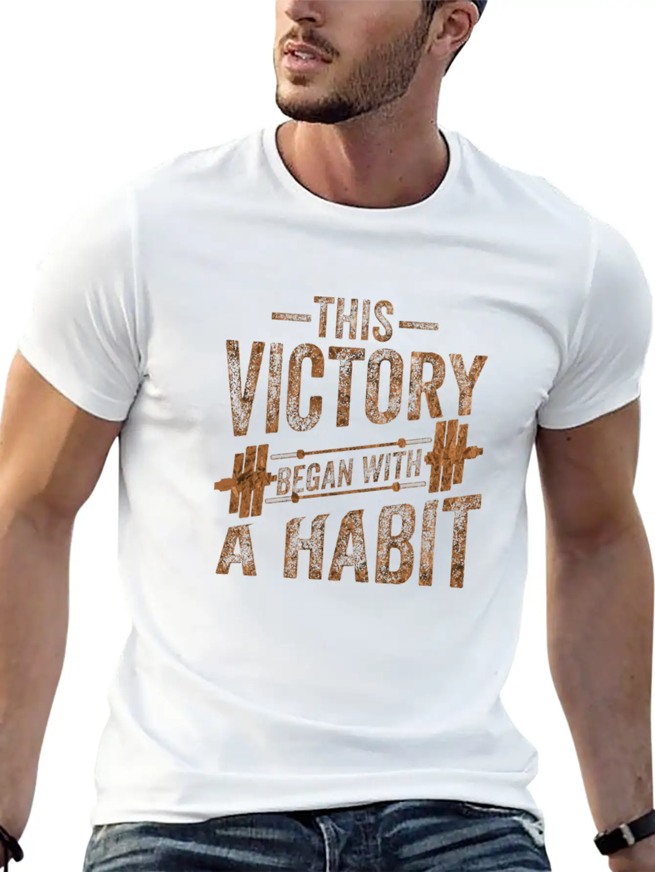 This Victory Began With A Habit Gym Apparel Bronze Unisex Casual T-Shirt ¨C Clean Design For Daily Comfort
